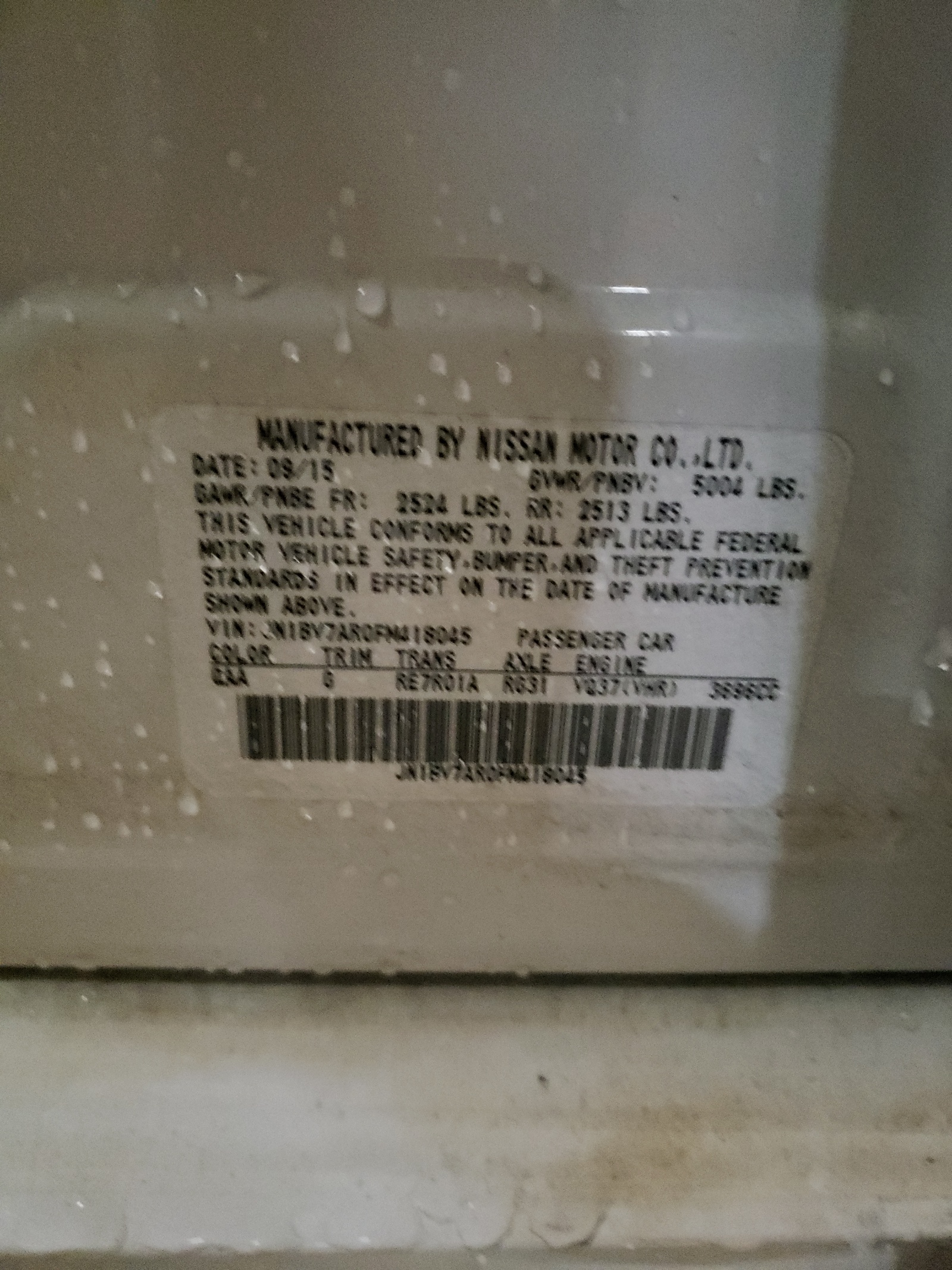 Photo 10 from auction – 2015 INFINITI Q50 BASE with VIN JN1BV7AR0FM418045