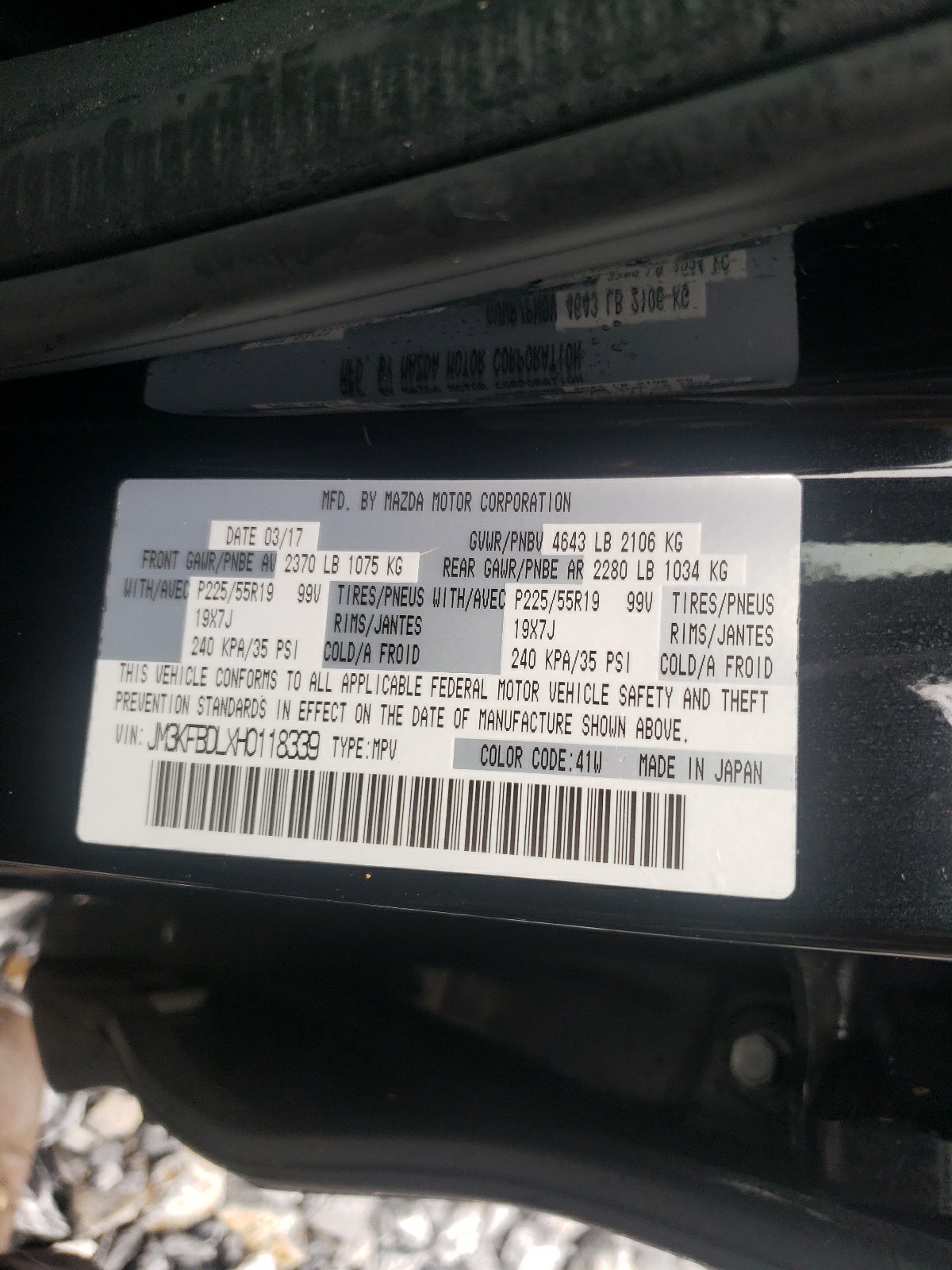 Photo 10 from auction – 2017 MAZDA CX-5 GRAND with VIN JM3KFBDLXH0118339