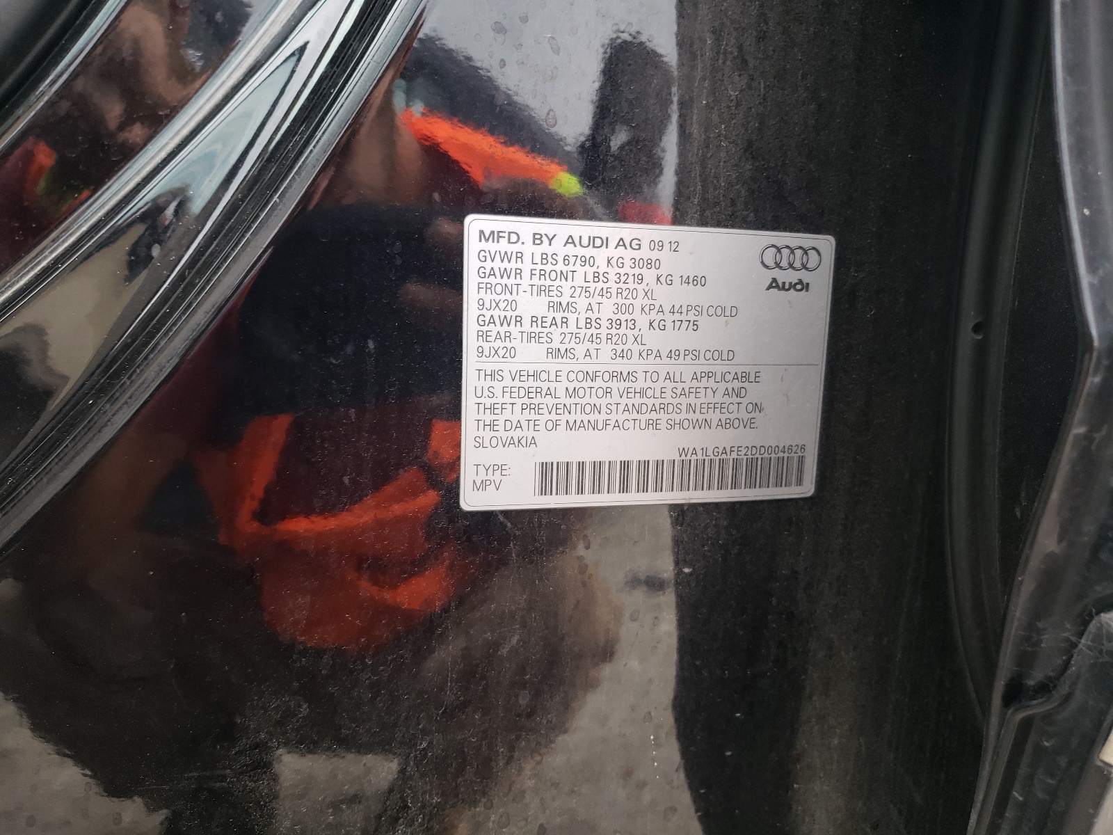 Photo 10 from auction – 2013 AUDI Q7 PREMIUM with VIN WA1LGAFE2DD004626