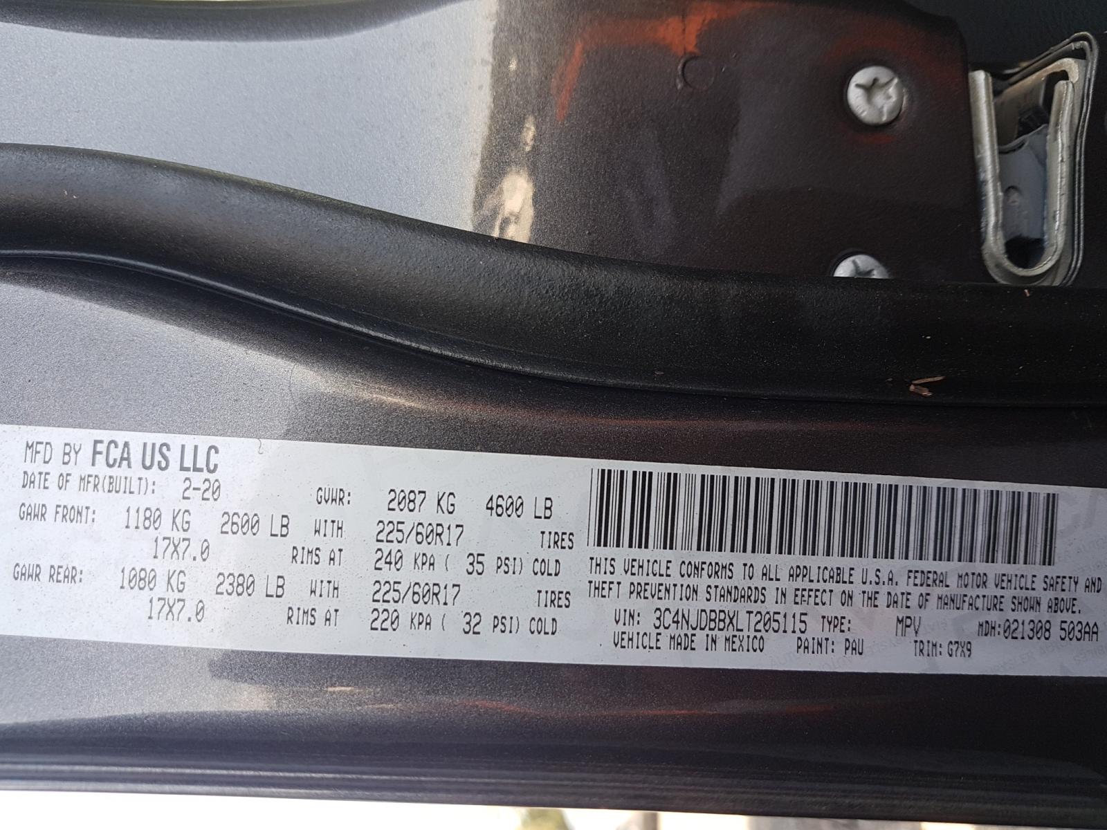 Photo 10 from auction – 2020 JEEP COMPASS LA with VIN 3C4NJDBBXLT205115