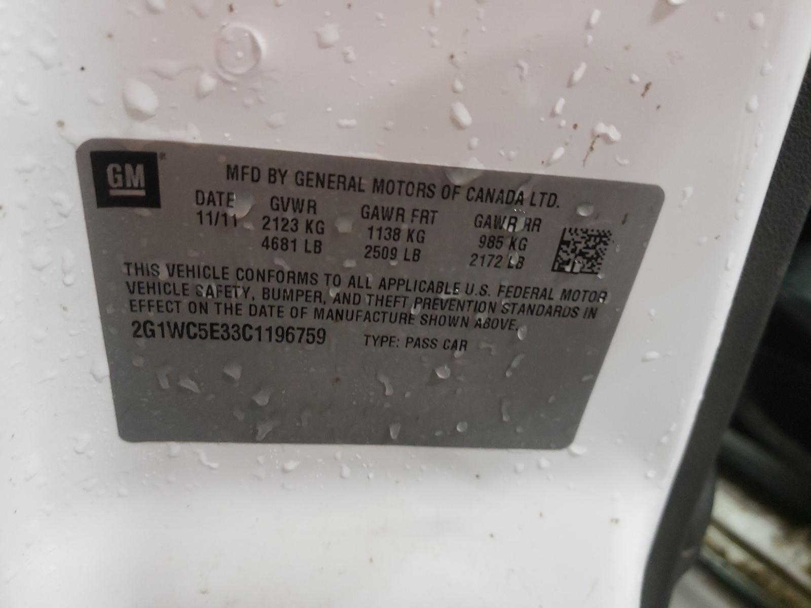Photo 10 from auction – 2012 CHEVROLET IMPALA LTZ with VIN 2G1WC5E33C1196759