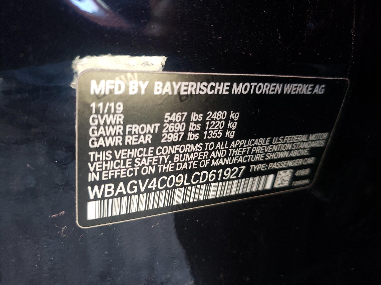 Photo 10 from auction – 2020 BMW 840XI with VIN WBAGV4C09LCD61927