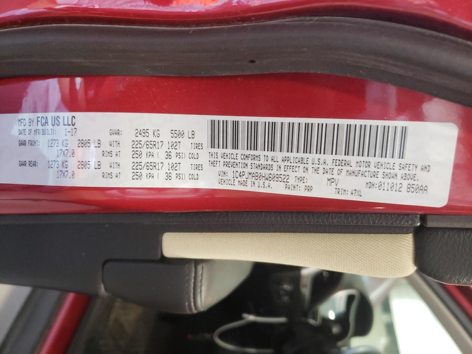 Photo 10 from auction – 2017 JEEP CHEROKEE S with VIN 1C4PJMAB0HW609522