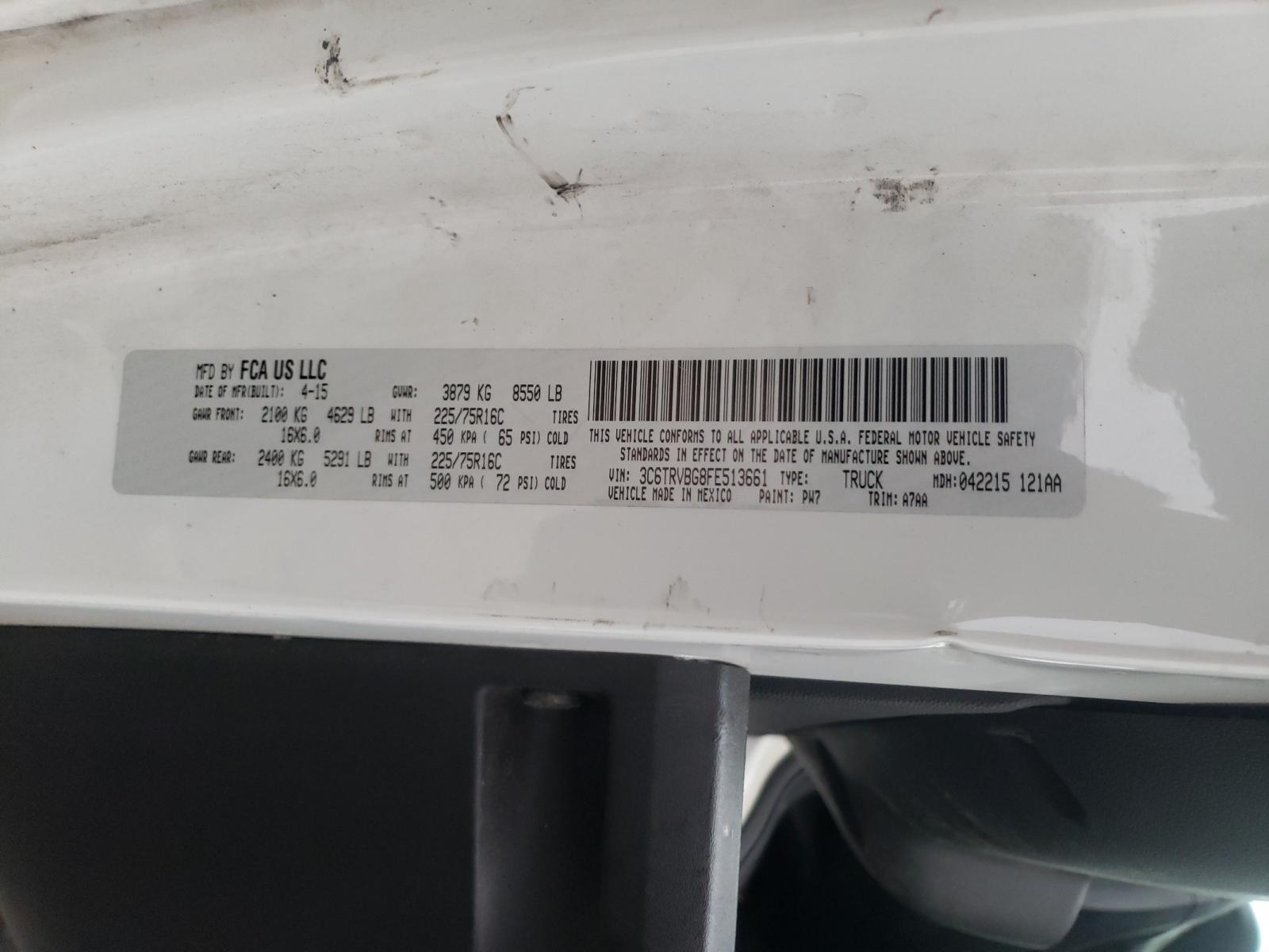 Photo 10 from auction – 2015 RAM PROMASTER with VIN 3C6TRVBG8FE513661