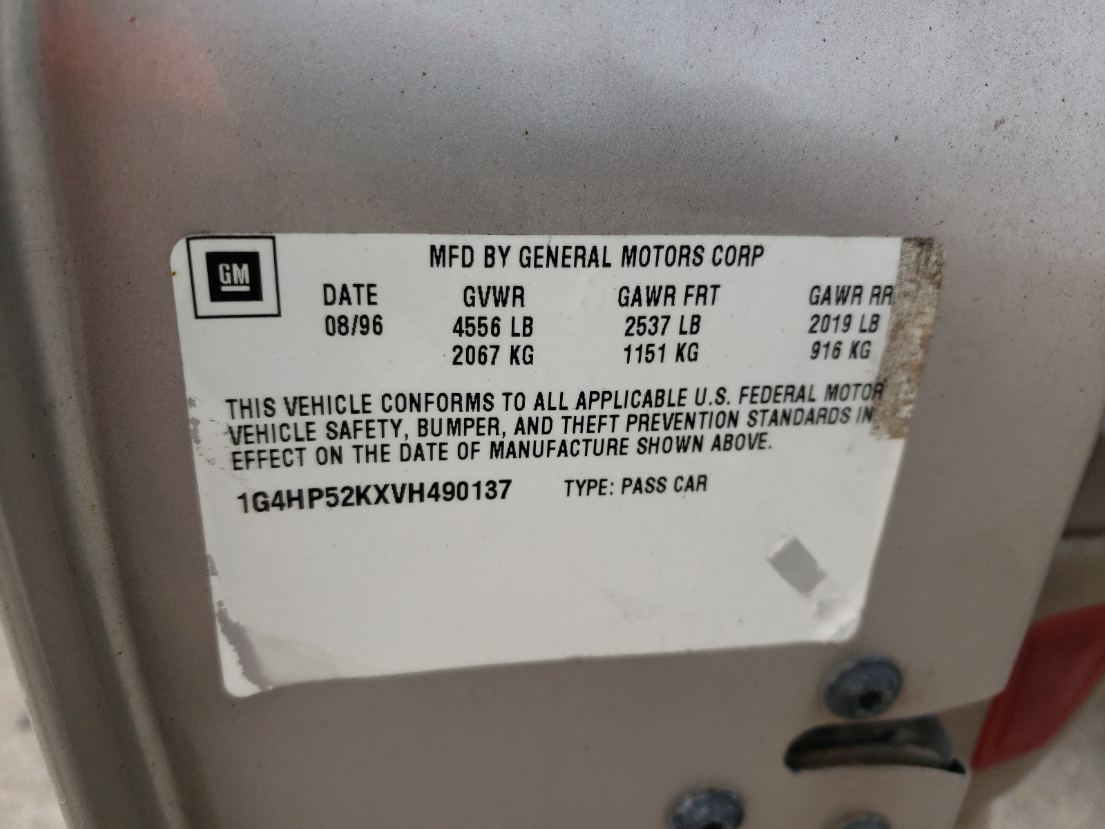 Photo 10 from auction – 1997 BUICK LESABRE CU with VIN 1G4HP52KXVH490137