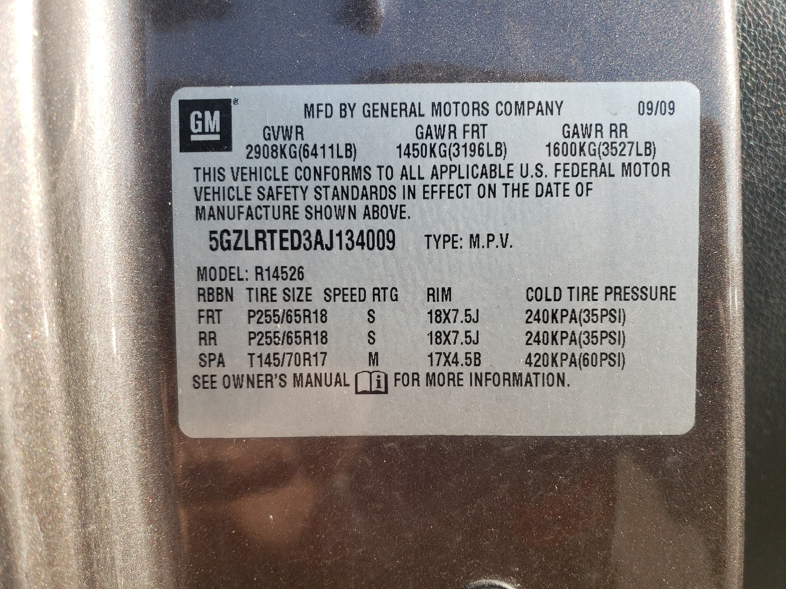 Photo 10 from auction – 2010 SATURN OUTLOOK XE with VIN 5GZLRTED3AJ134009