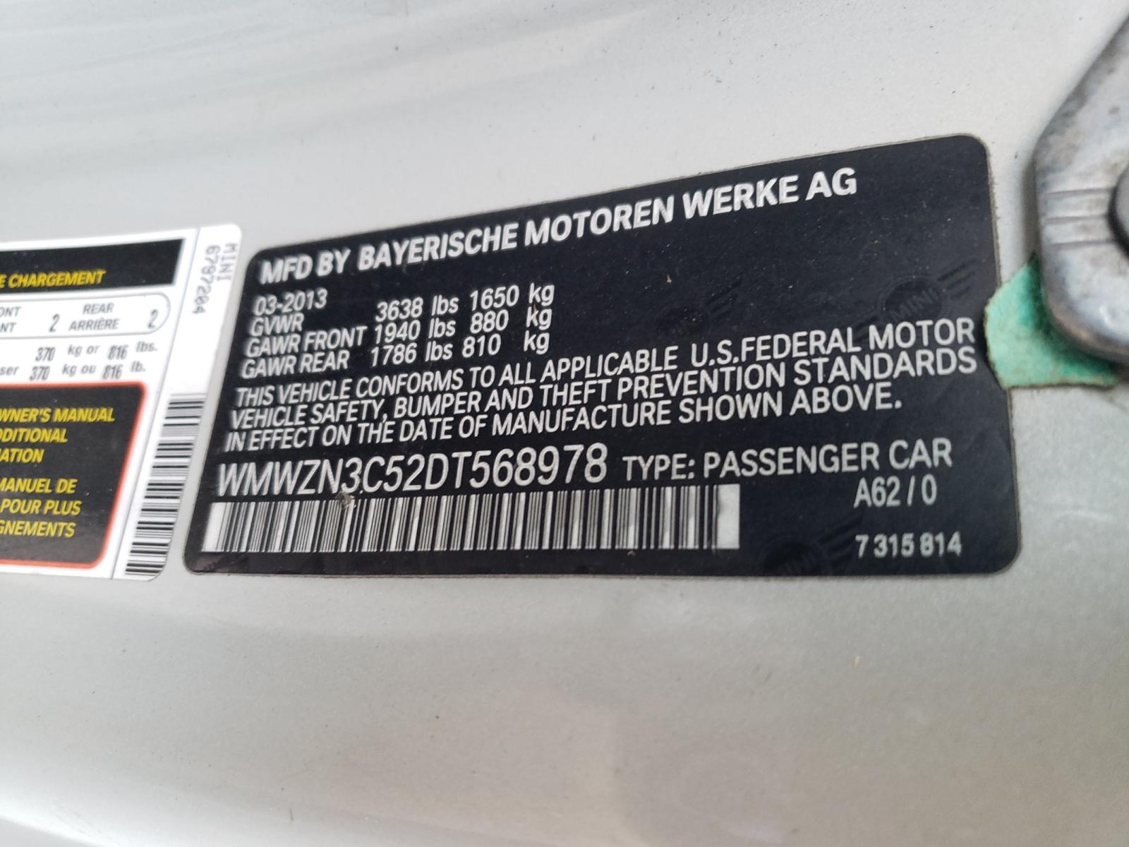 Photo 10 from auction – 2013 MINI COOPER with VIN WMWZN3C52DT568978