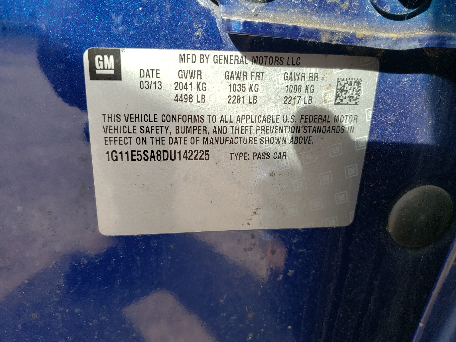 Photo 10 from auction – 2013 CHEVROLET MALIBU 2LT with VIN 1G11E5SA8DU142225