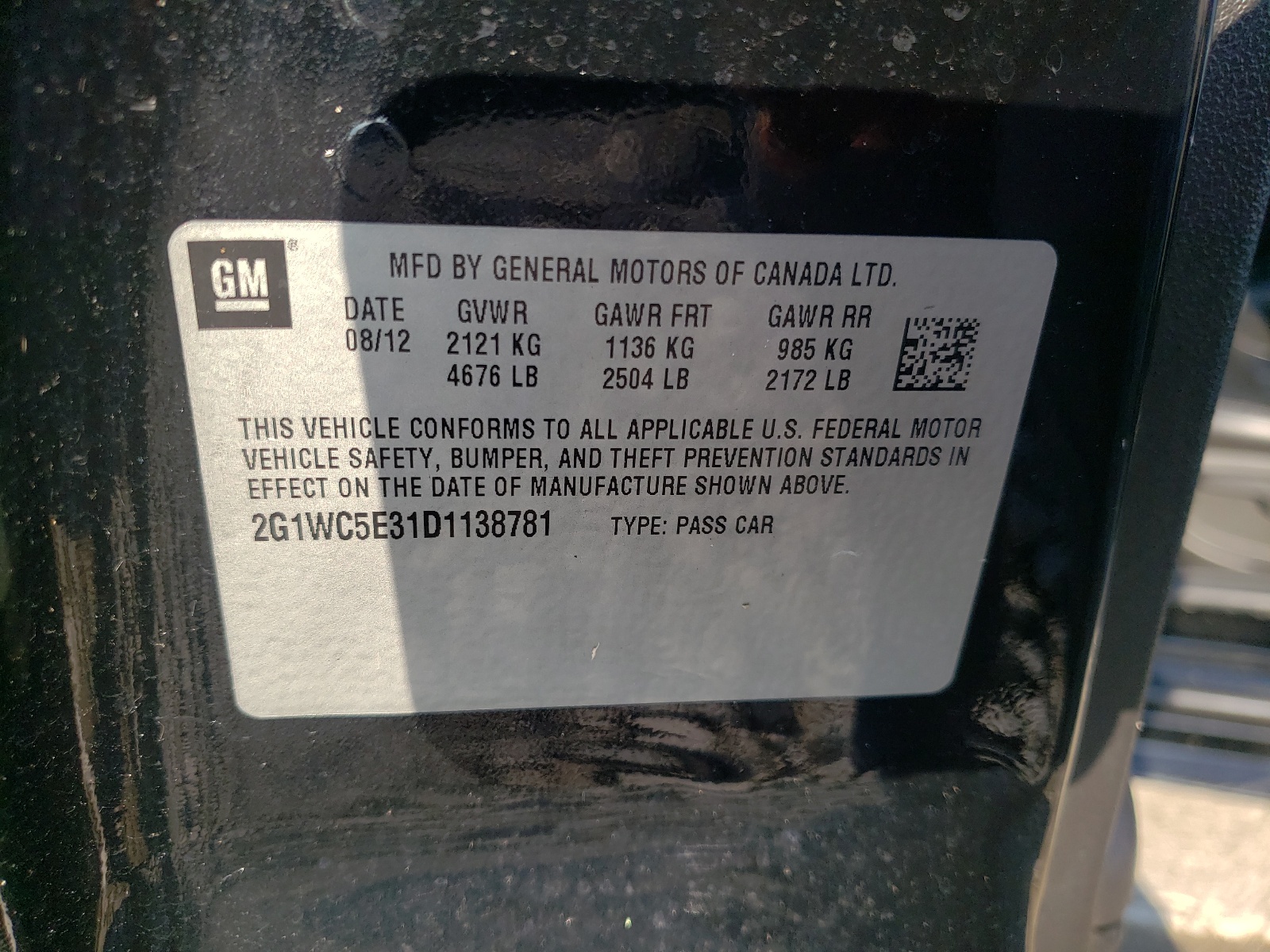 Zdjęcie 10 z aukcji – 2013 CHEVROLET IMPALA z VIN 2G1WC5E31D1138781