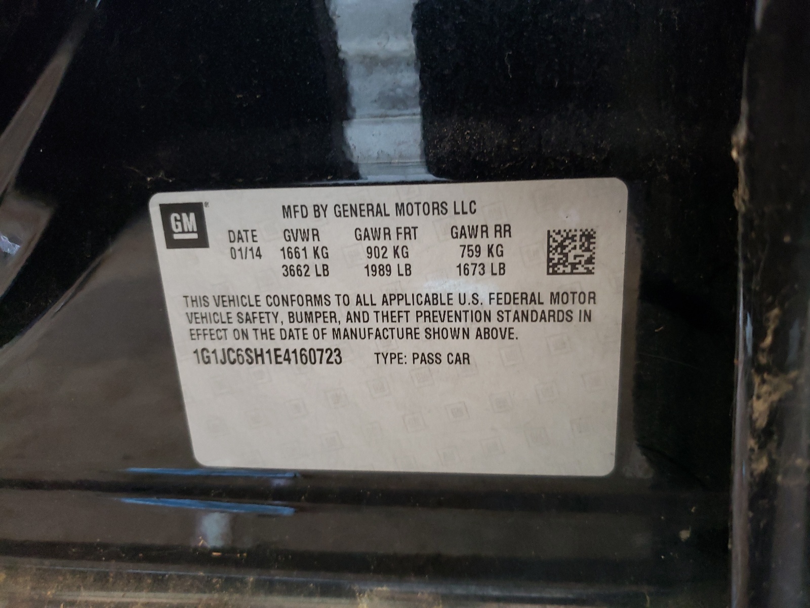 Photo 10 from auction – 2014 CHEVROLET SONIC LT with VIN 1G1JC6SH1E4160723