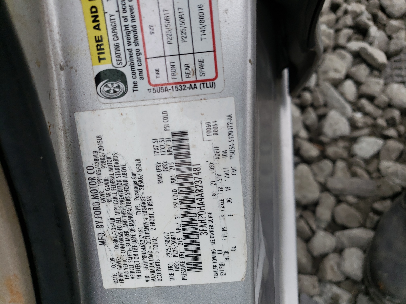 Photo 10 from auction – 2010 FORD FUSION SE with VIN 3FAHP0HA4AR237481