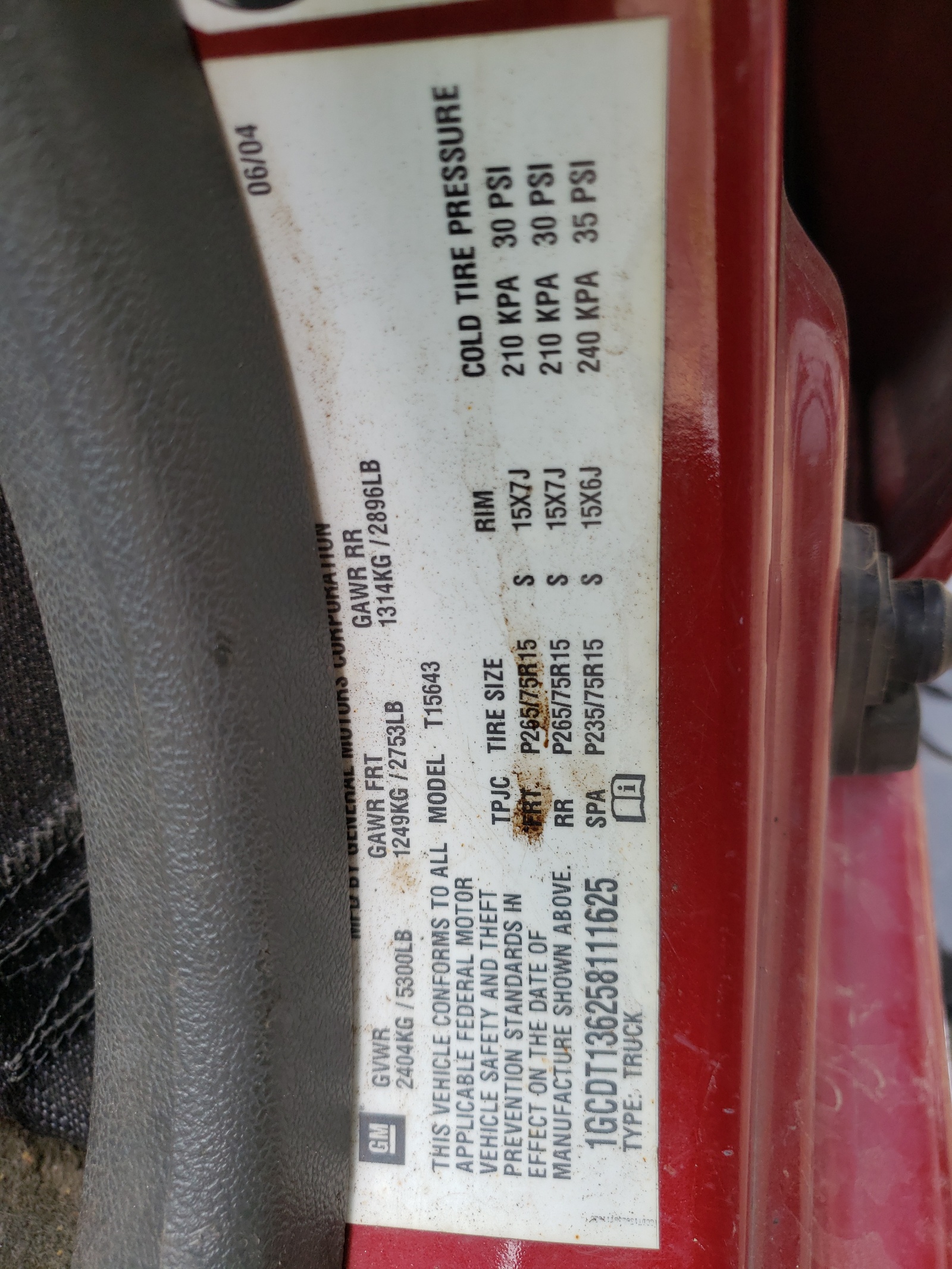 Photo 10 from auction – 2005 CHEVROLET COLORADO with VIN 1GCDT136258111625