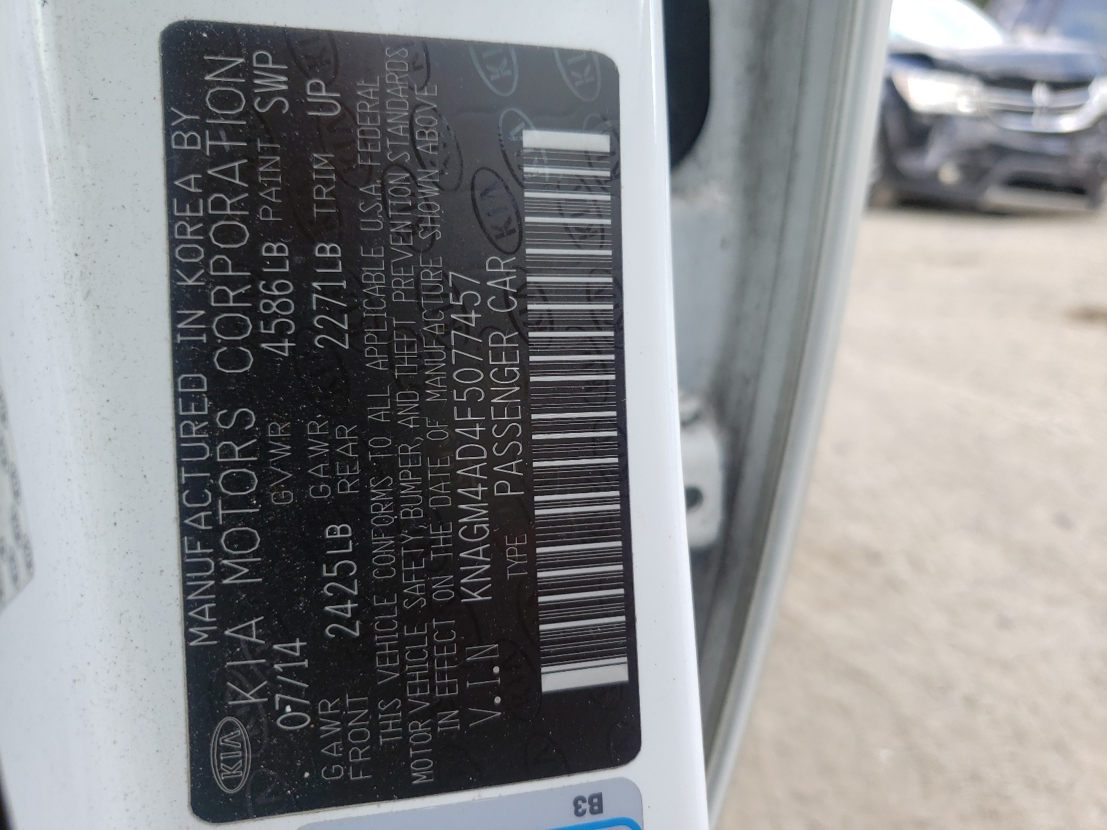 Foto 10 de la subasta – 2015 KIA OPTIMA HYB con VIN KNAGM4AD4F5077457