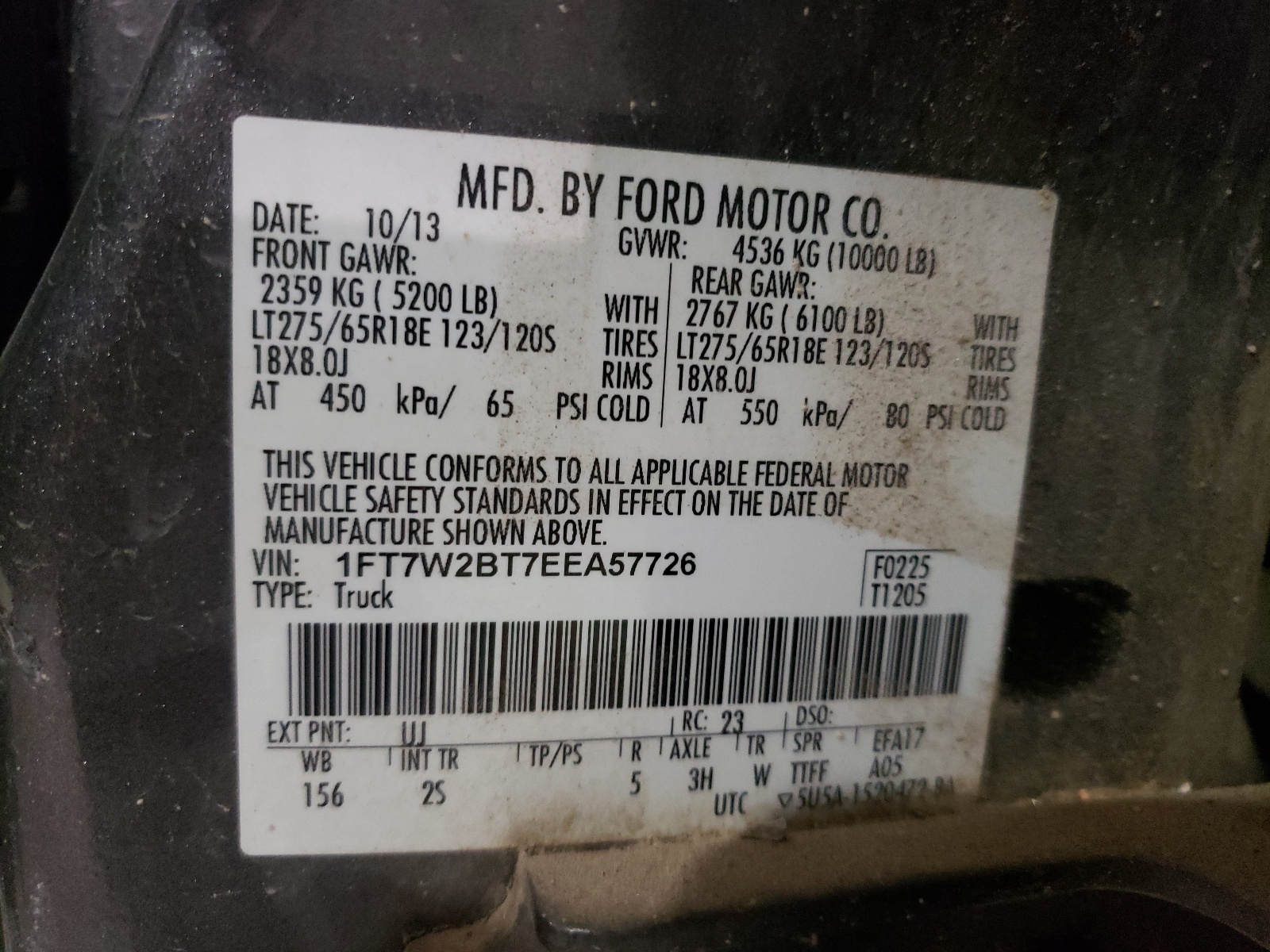 Zdjęcie 10 z aukcji – 2014 FORD F250 SUPER z VIN 1FT7W2BT7EEA57726