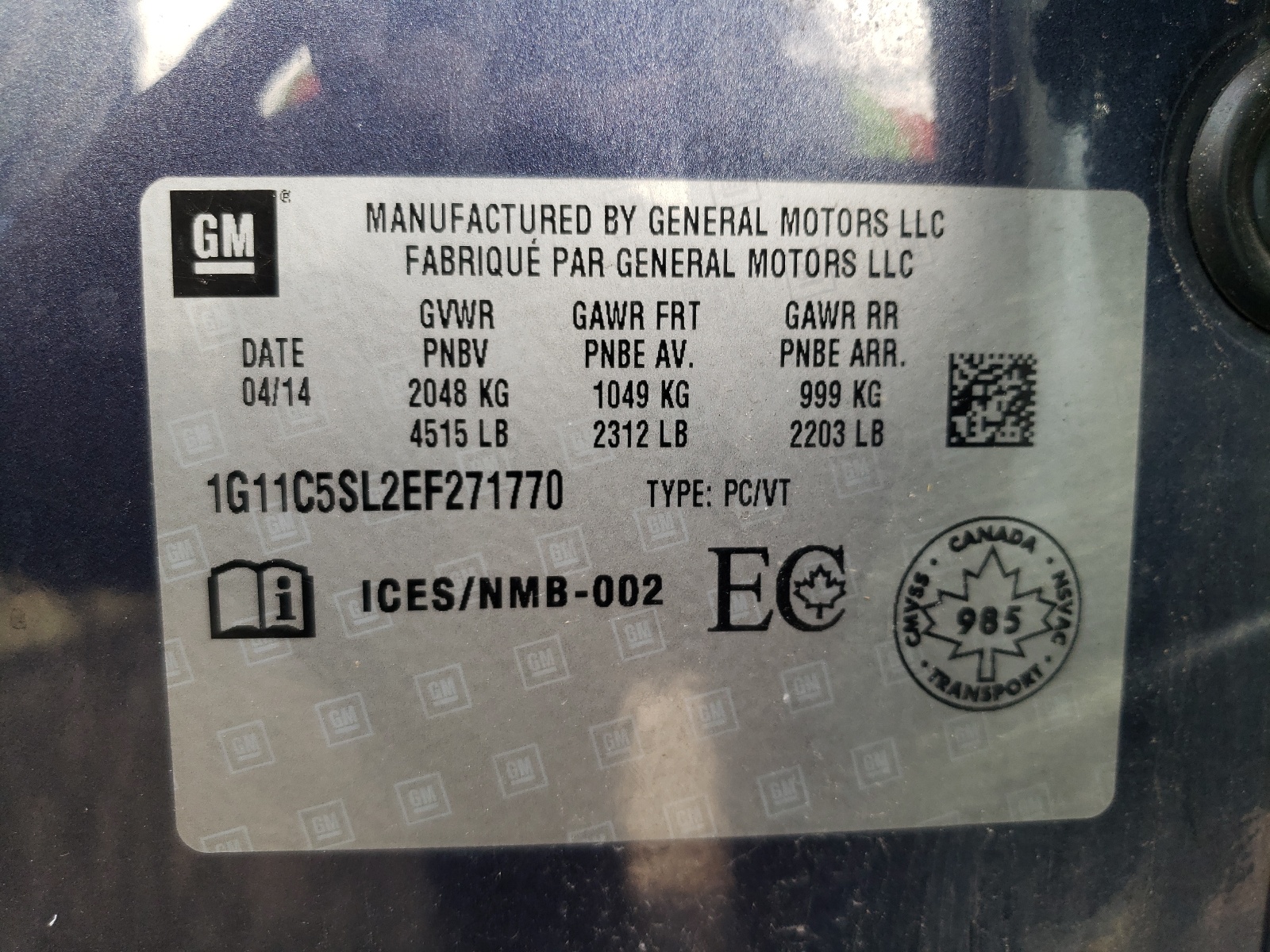 Photo 10 from auction – 2014 CHEVROLET MALIBU 1LT with VIN 1G11C5SL2EF271770