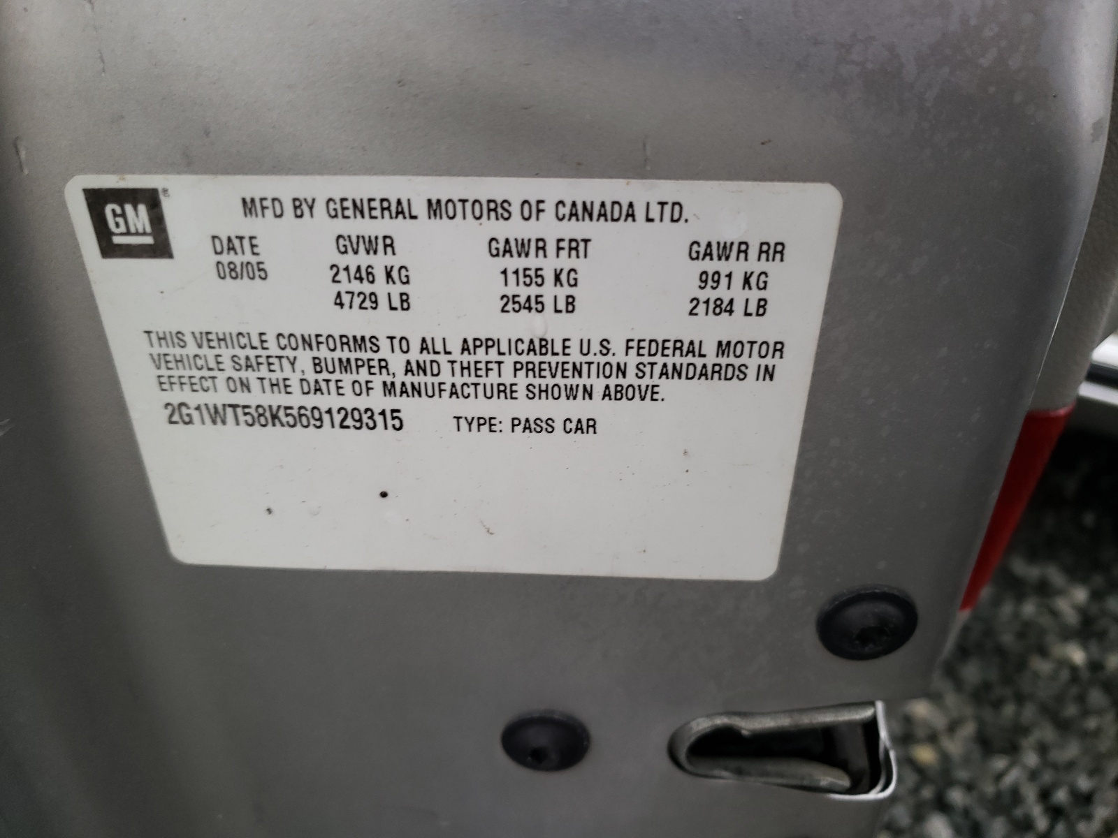 Photo 10 from auction – 2006 CHEVROLET IMPALA LT with VIN 2G1WT58K569129315