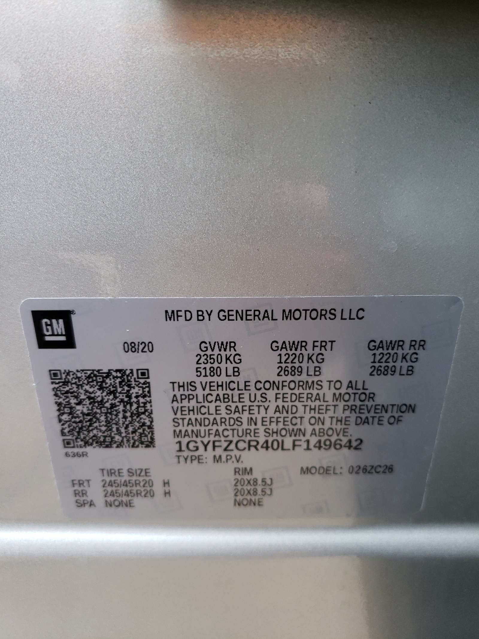 Photo 10 from auction – 2020 CADILLAC XT4 PREMIU with VIN 1GYFZCR40LF149642