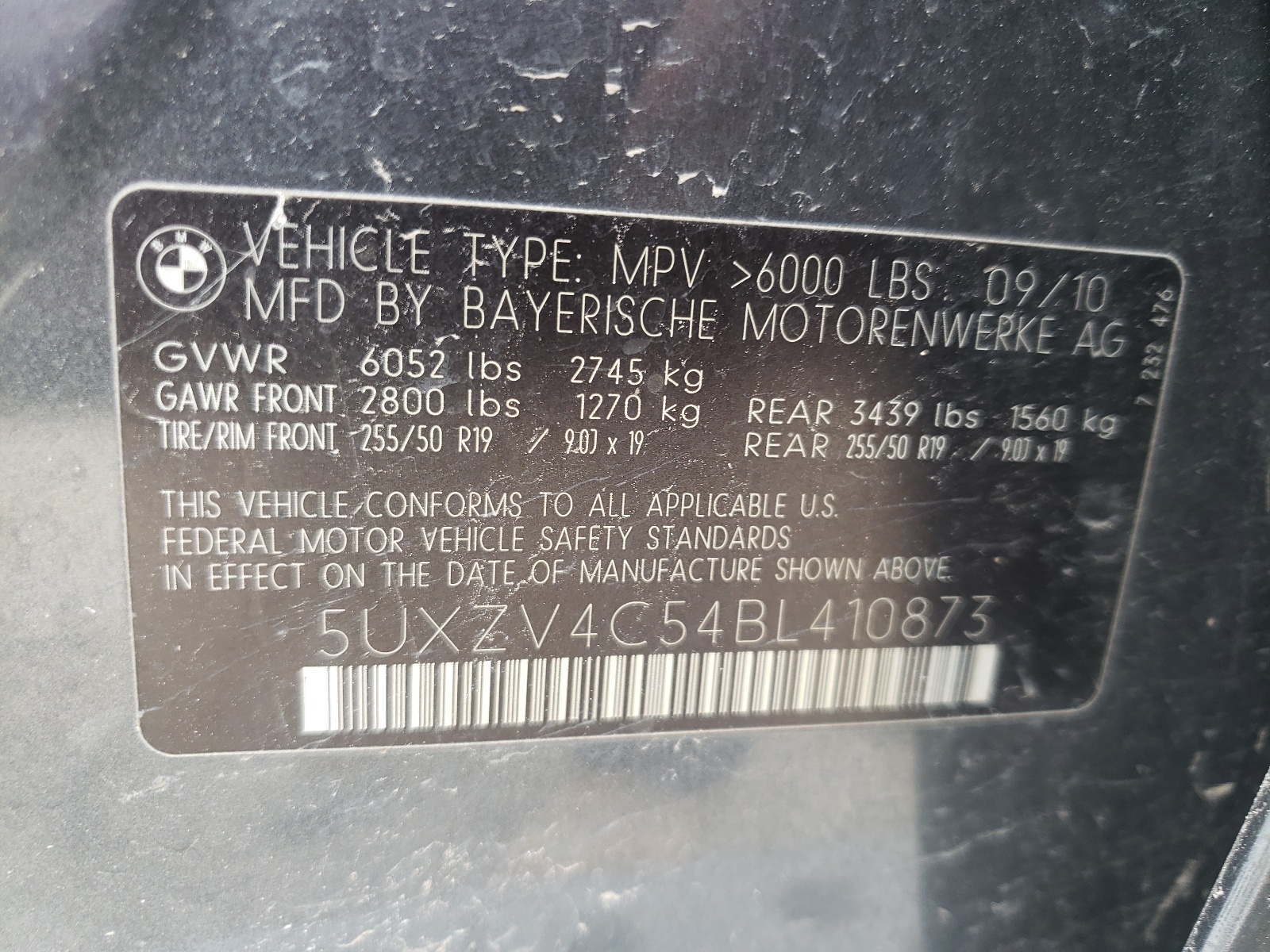Photo 10 from auction – 2011 BMW X5 XDRIVE3 with VIN 5UXZV4C54BL410873