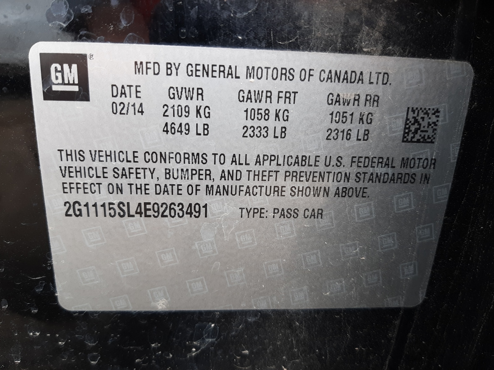 Фото 10 с аукциона – 2014 CHEVROLET IMPALA LT с VIN 2G1115SL4E9263491