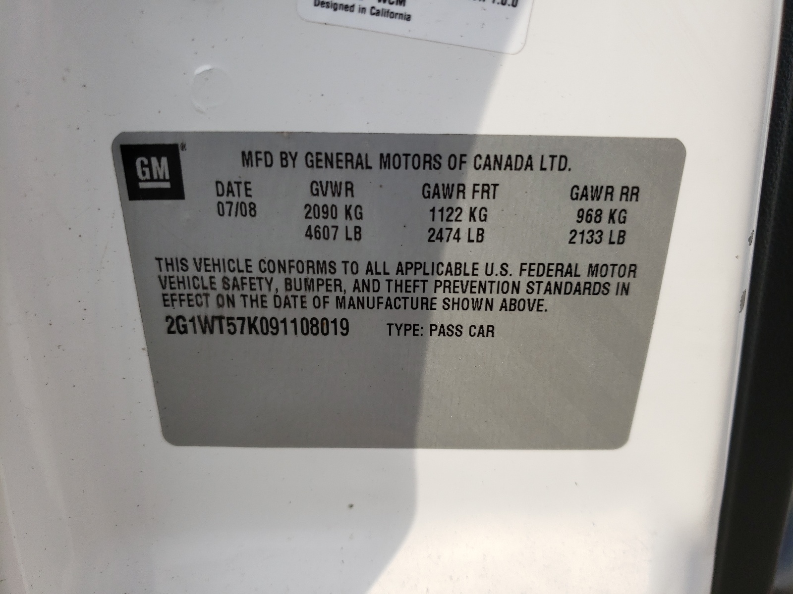 Photo 10 from auction – 2009 CHEVROLET IMPALA 1LT with VIN 2G1WT57K091108019