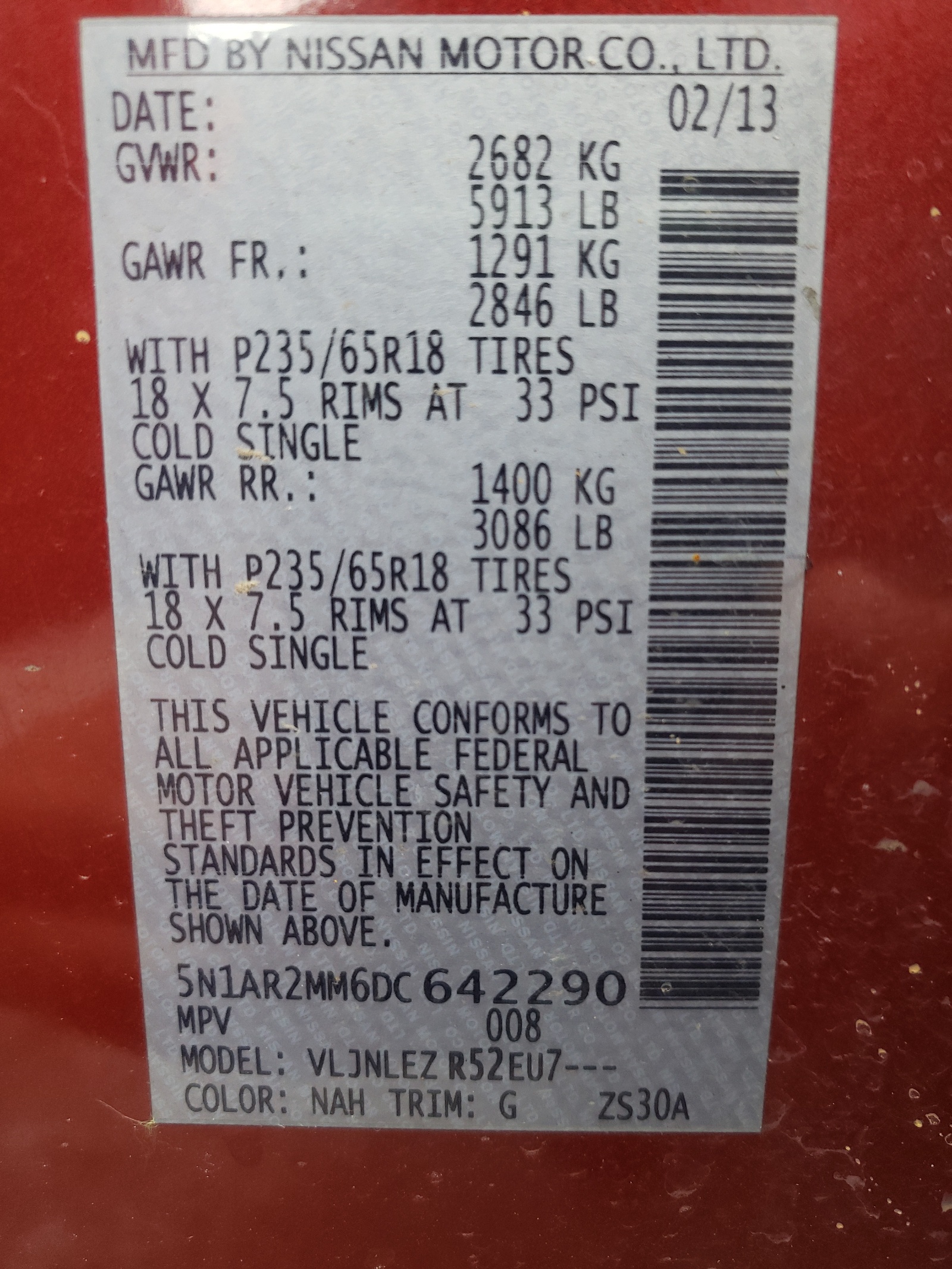 Photo 10 from auction – 2013 NISSAN PATHFINDER with VIN 5N1AR2MM6DC642290