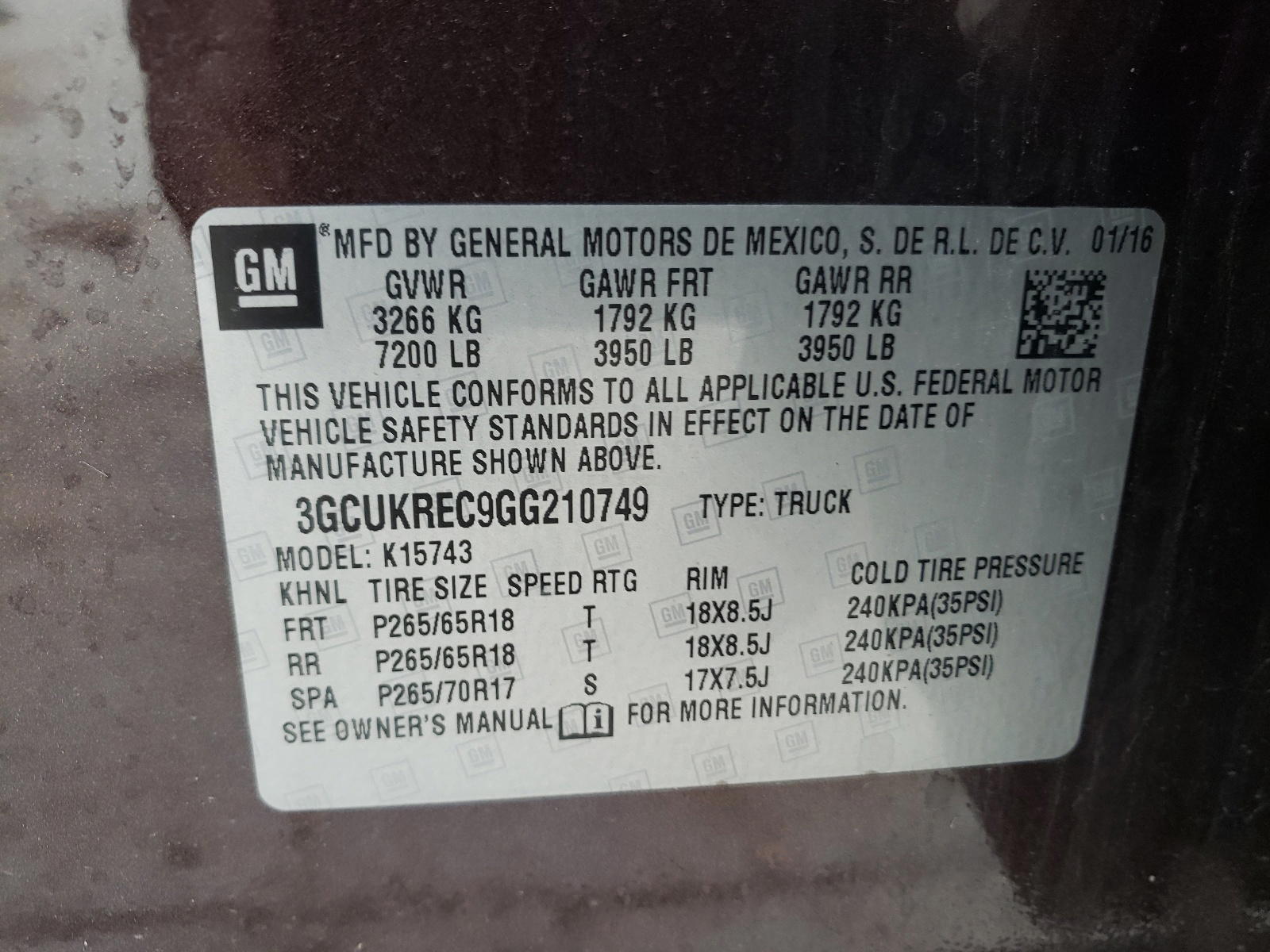 Photo 10 from auction – 2016 CHEVROLET SILVERADO with VIN 3GCUKREC9GG210749