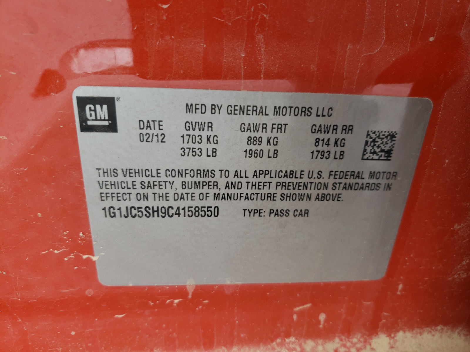 Zdjęcie 10 z aukcji – 2012 CHEVROLET SONIC LT z VIN 1G1JC5SH9C4158550