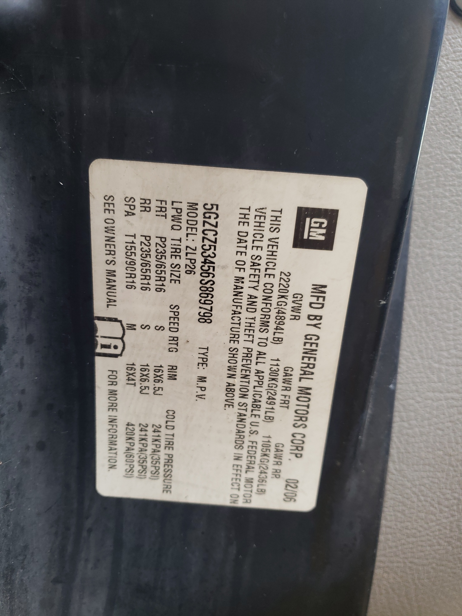 Photo 10 from auction – 2006 SATURN VUE with VIN 5GZCZ53456S869798