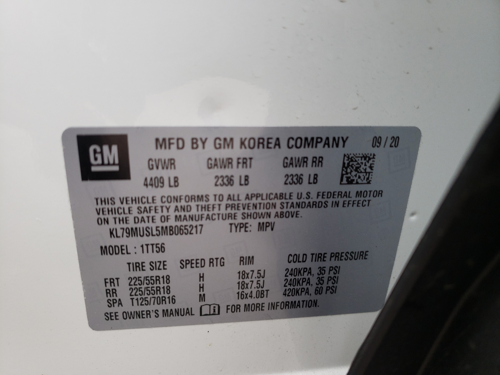 Photo 10 from auction – 2021 CHEVROLET TRAILBLAZE with VIN KL79MUSL5MB065217