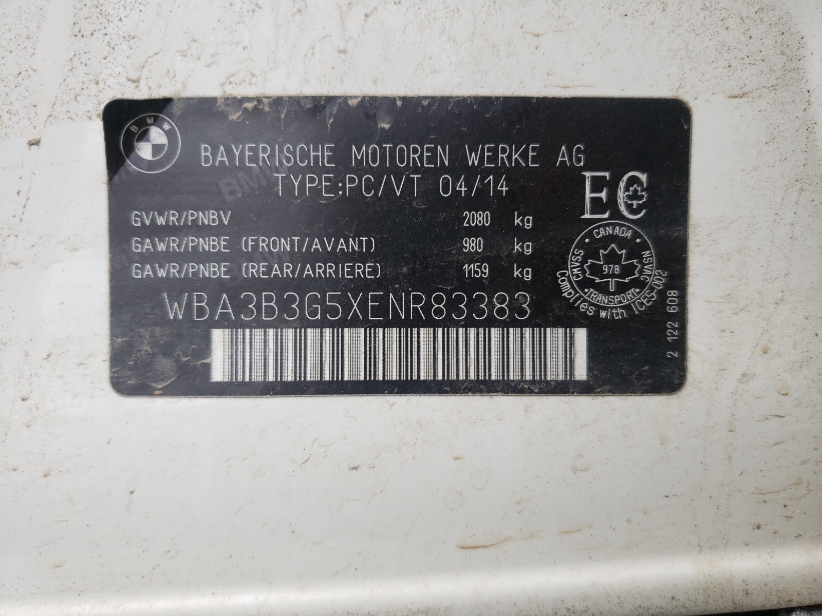 Photo 10 from auction – 2014 BMW 328 XI with VIN WBA3B3G5XENR83383