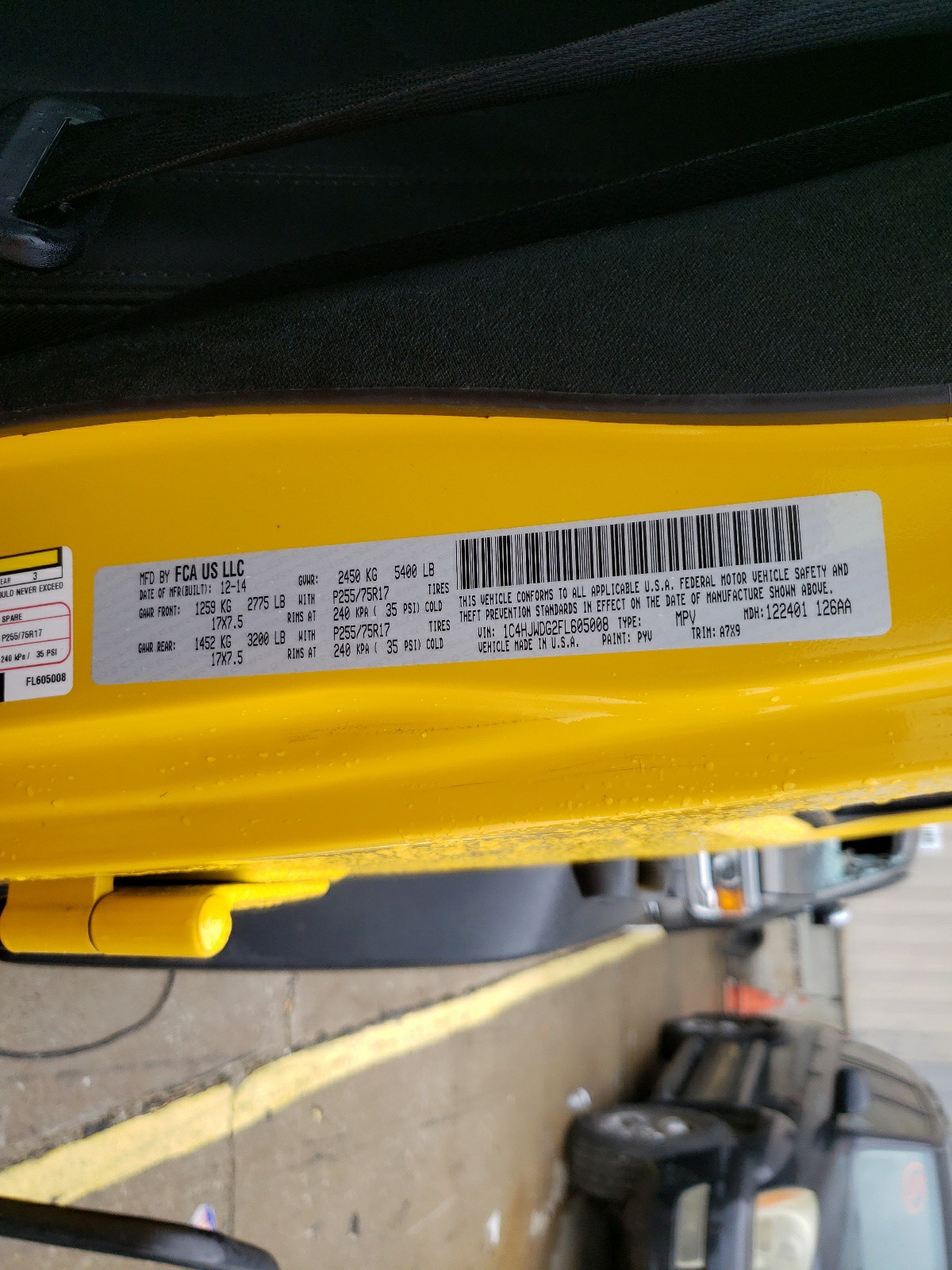 Photo 10 from auction – 2015 JEEP WRANGLER U with VIN 1C4HJWDG2FL605008