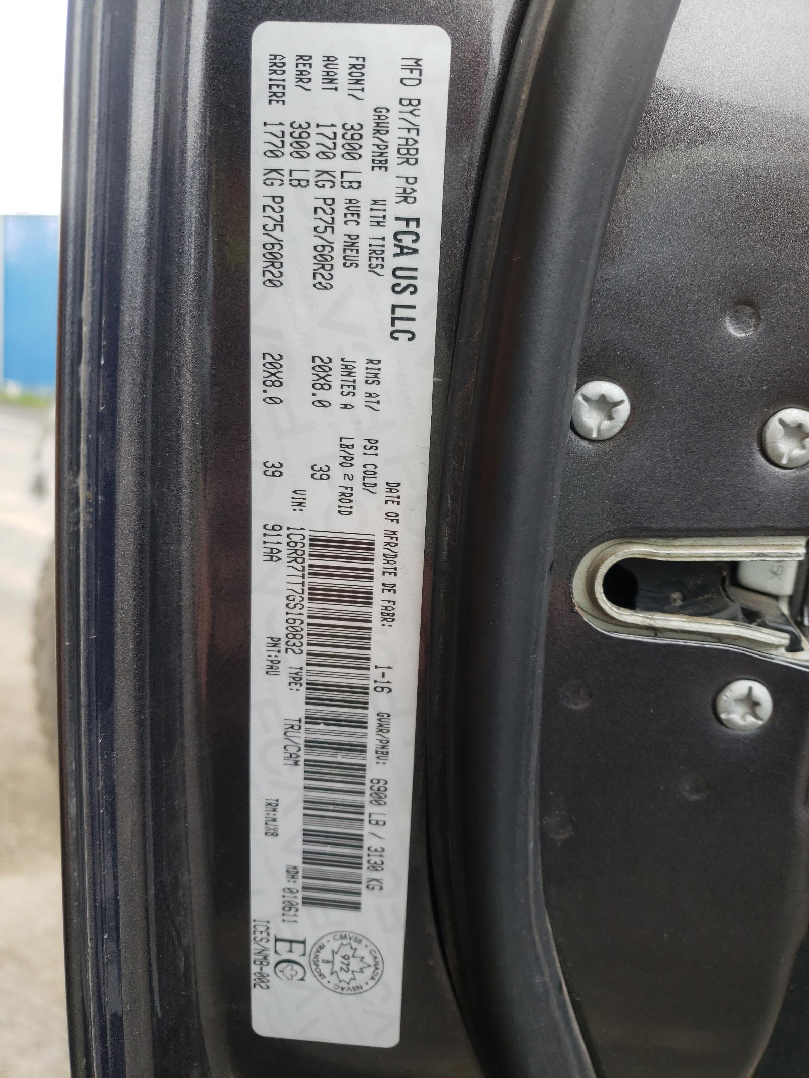 Photo 10 from auction – 2016 RAM 1500 SLT with VIN 1C6RR7TT7GS160832