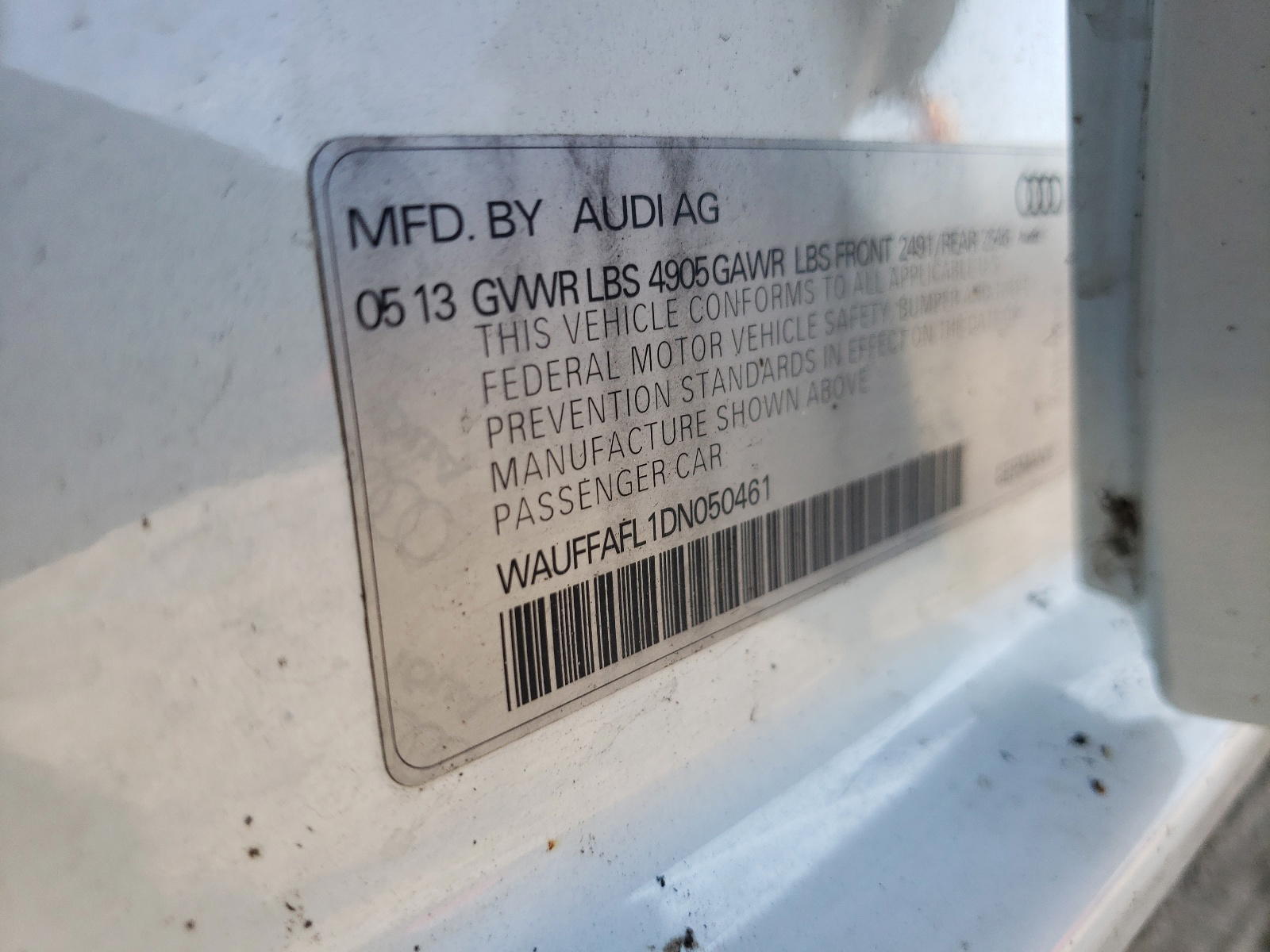 Photo 10 from auction – 2013 AUDI A4 PREMIUM with VIN WAUFFAFL1DN050461