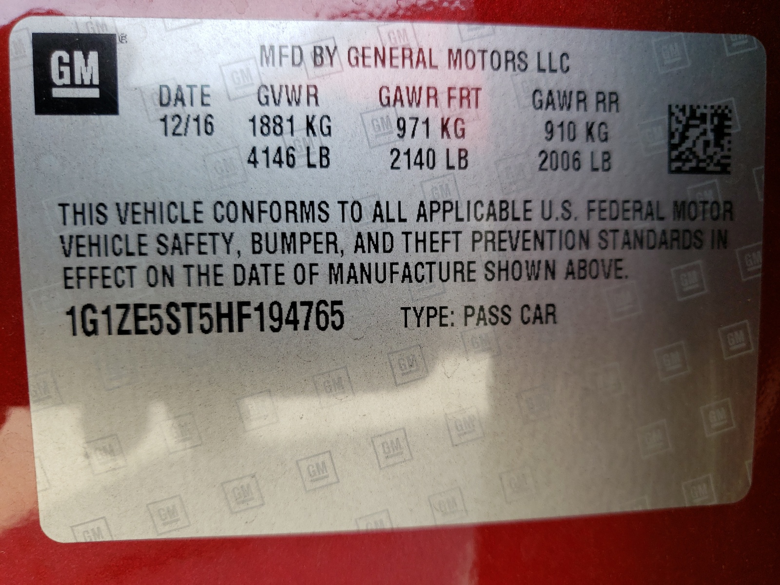Photo 10 from auction – 2017 CHEVROLET MALIBU LT with VIN 1G1ZE5ST5HF194765