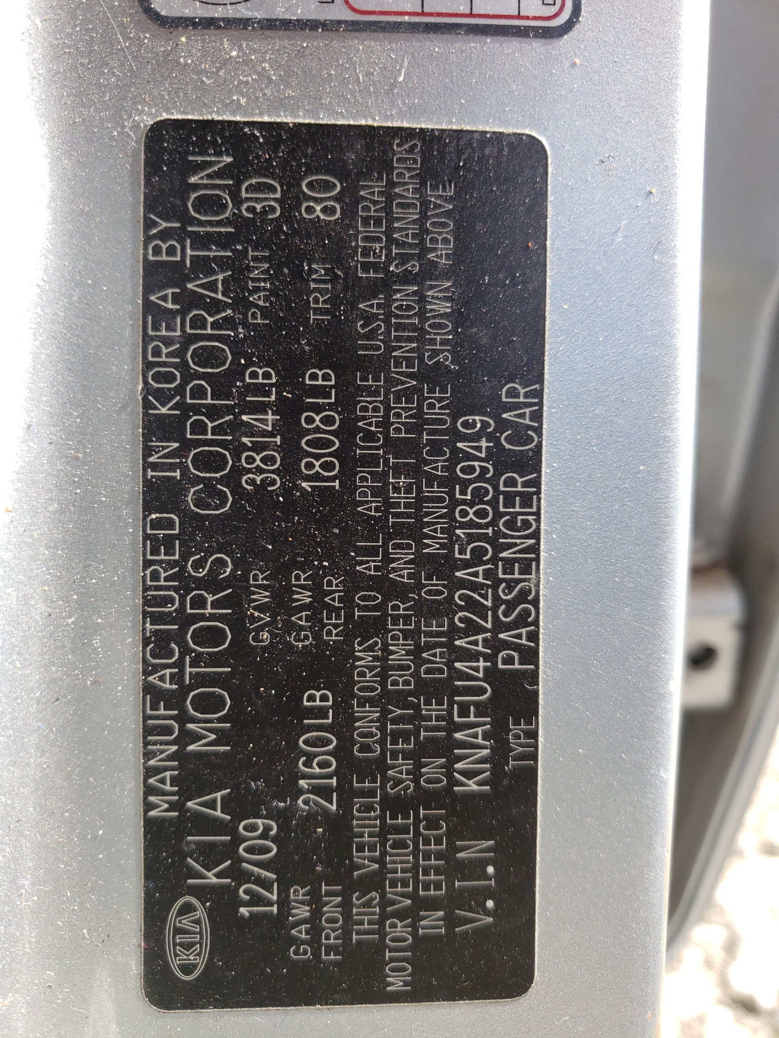 Photo 10 from auction – 2010 KIA FORTE EX with VIN KNAFU4A22A5185949