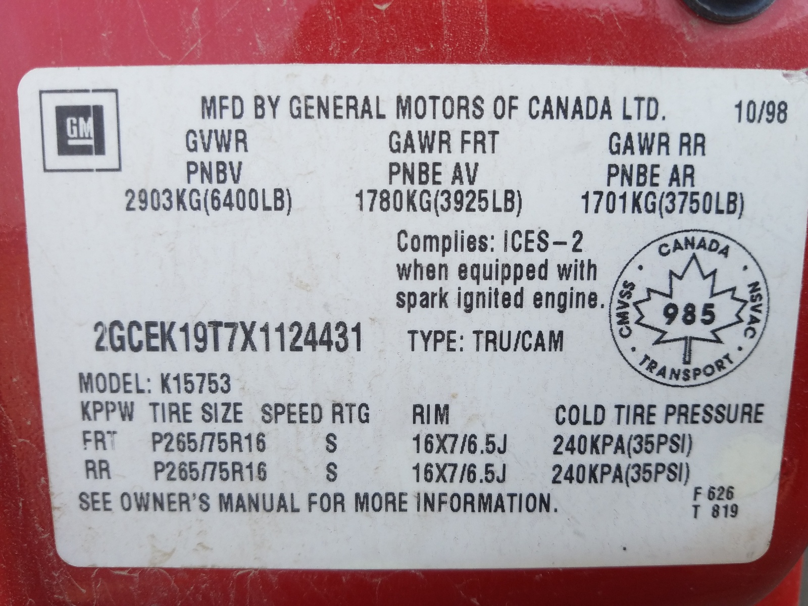 Photo 10 from auction – 1999 CHEVROLET SILVERADO with VIN 2GCEK19T7X1124431