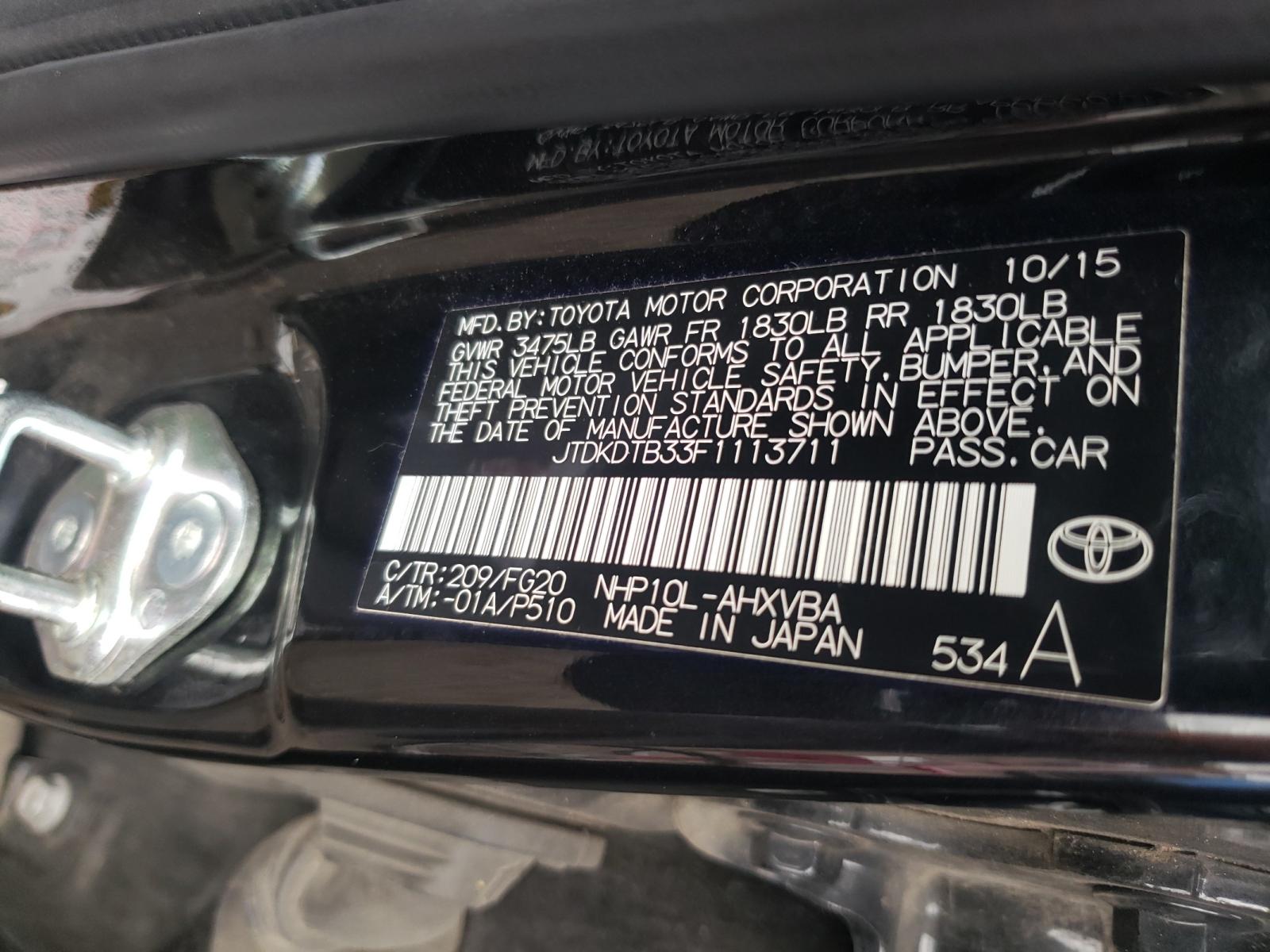 Photo 10 from auction – 2015 TOYOTA PRIUS C with VIN JTDKDTB33F1113711