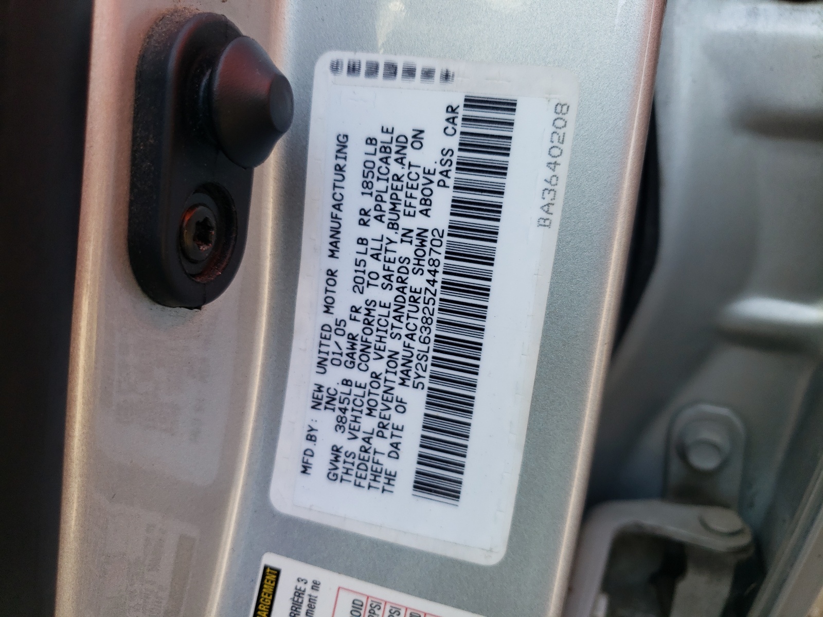 Photo 10 from auction – 2005 PONTIAC VIBE with VIN 5Y2SL63825Z448702