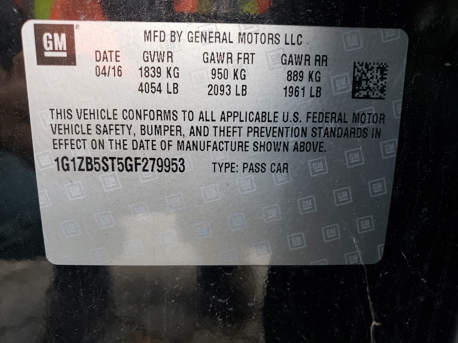 Photo 10 from auction – 2016 CHEVROLET MALIBU LS with VIN 1G1ZB5ST5GF279953