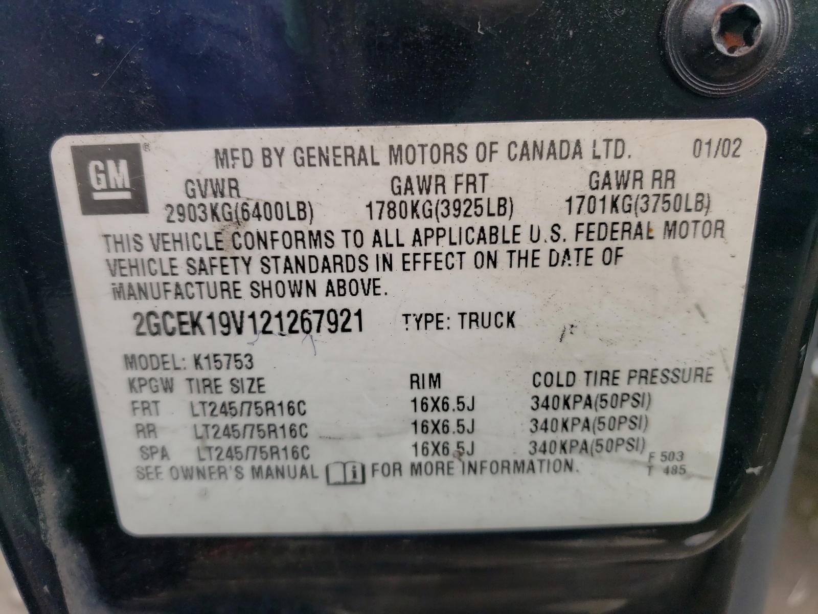 Photo 10 from auction – 2002 CHEVROLET SILVERADO with VIN 2GCEK19V121267921