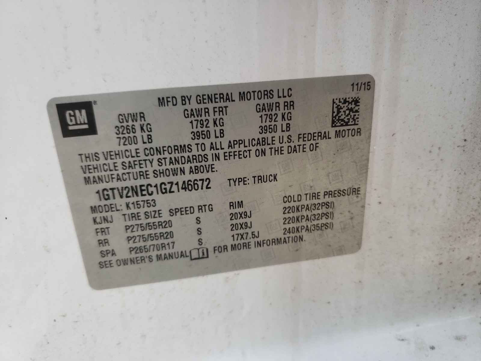 Photo 10 from auction – 2016 GMC SIERRA K15 with VIN 1GTV2NEC1GZ146672