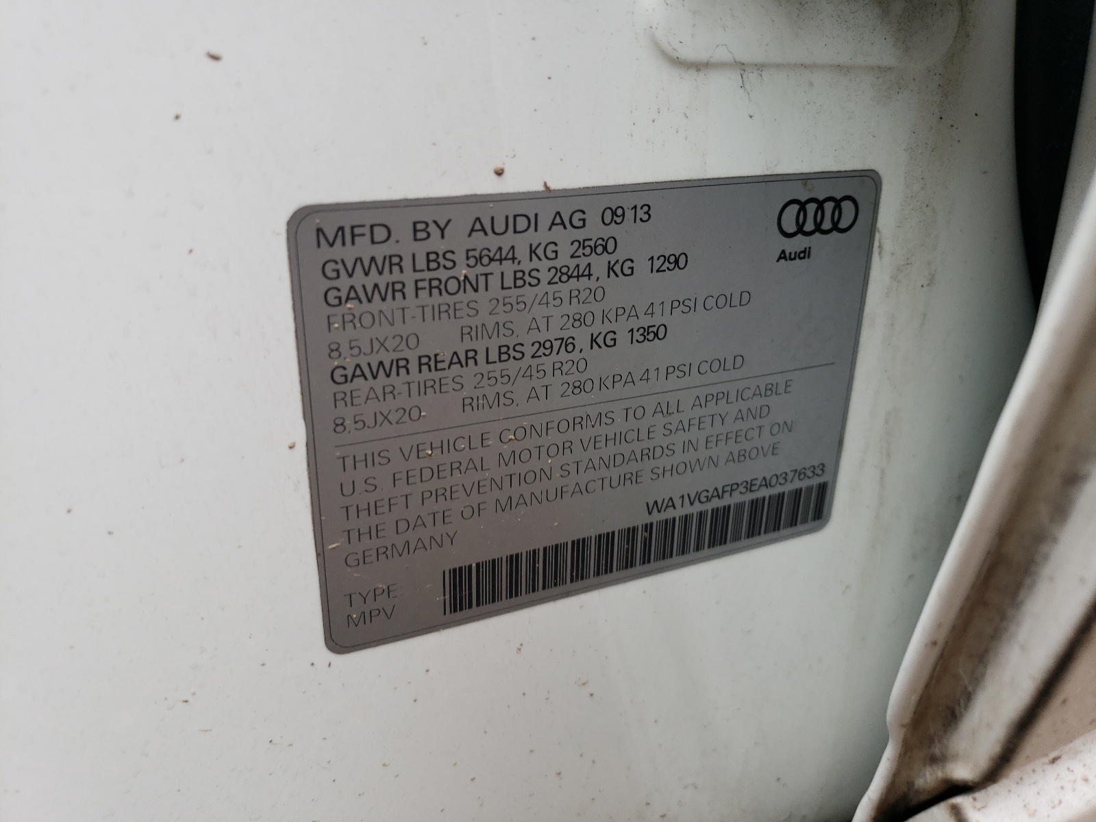 Photo 10 from auction – 2014 AUDI SQ5 PRESTI with VIN WA1VGAFP3EA037633