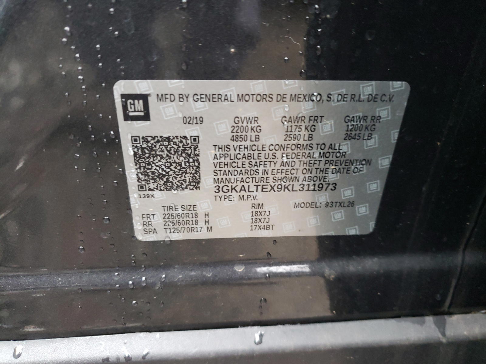 Photo 10 from auction – 2019 GMC TERRAIN SL with VIN 3GKALTEX9KL311973