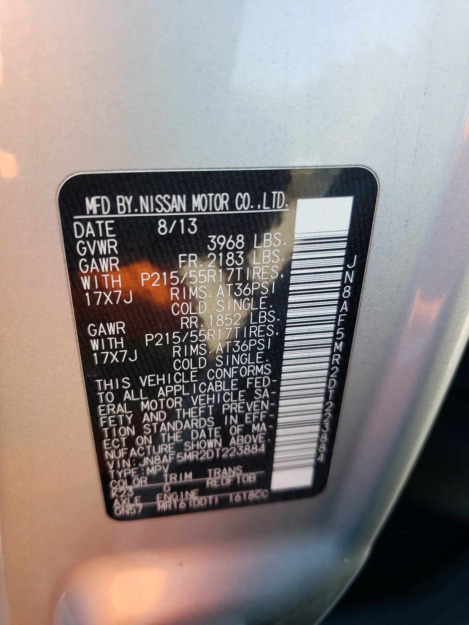 Photo 10 from auction – 2013 NISSAN JUKE S with VIN JN8AF5MR2DT223884