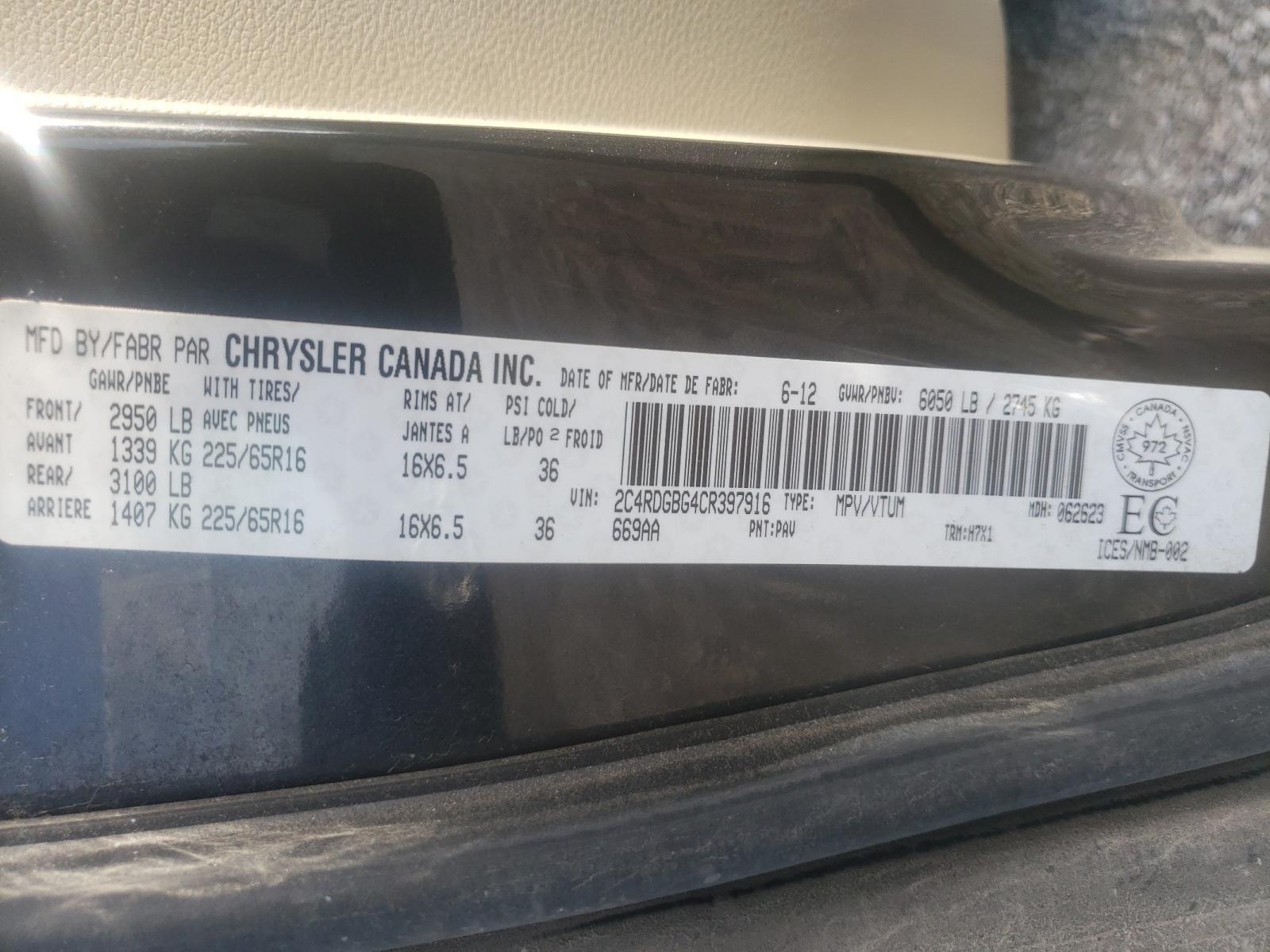 Photo 10 from auction – 2012 DODGE GRAND CARA with VIN 2C4RDGBG4CR397916