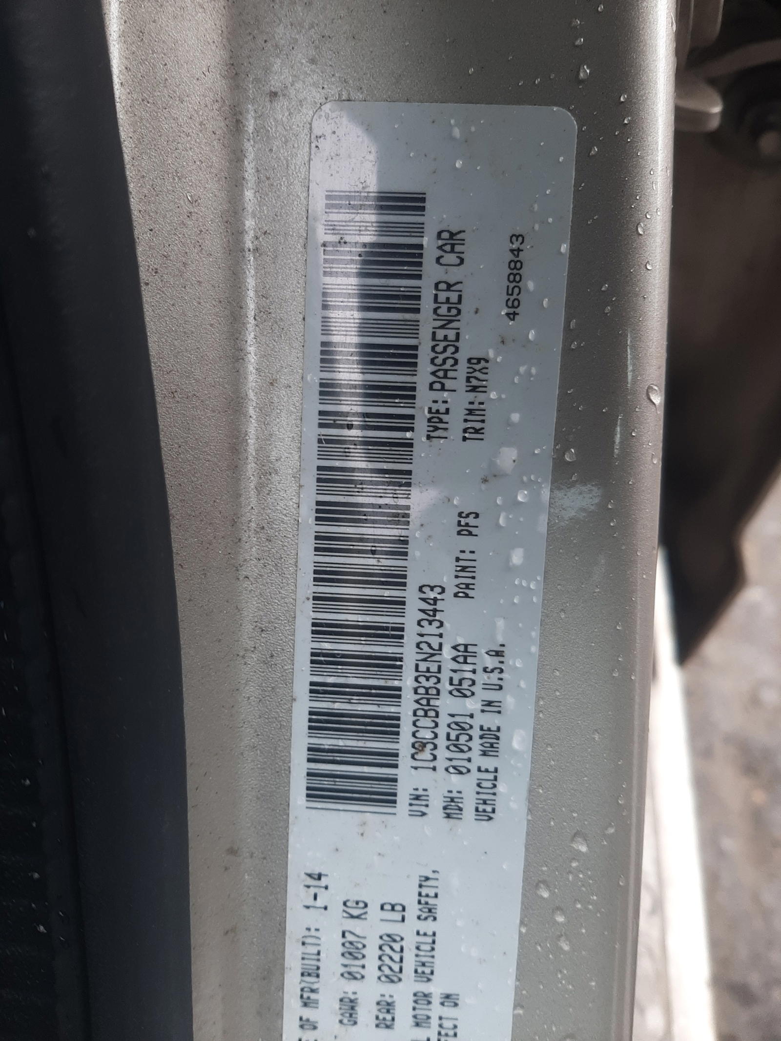 Photo 10 from auction – 2014 CHRYSLER 200 LX with VIN 1C3CCBAB3EN213443