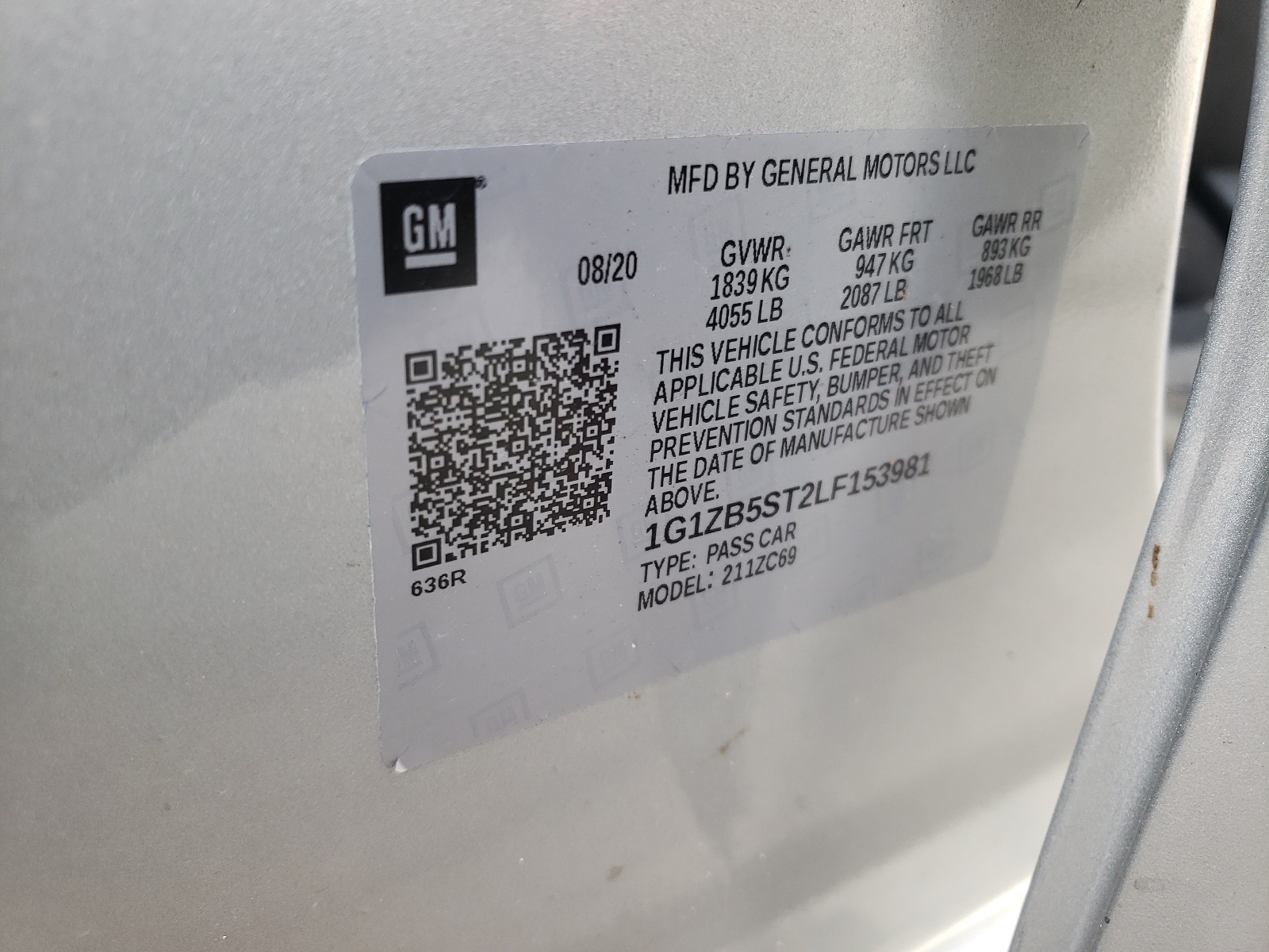Photo 10 from auction – 2020 CHEVROLET 10 with VIN 1G1ZB5ST2LF153981