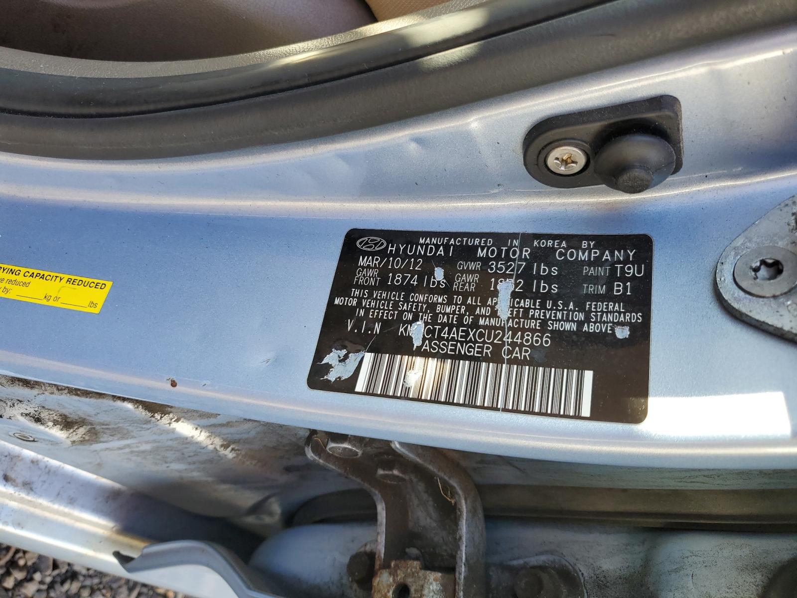 Photo 10 from auction – 2012 HYUNDAI ACCENT GLS with VIN KMHCT4AEXCU244866