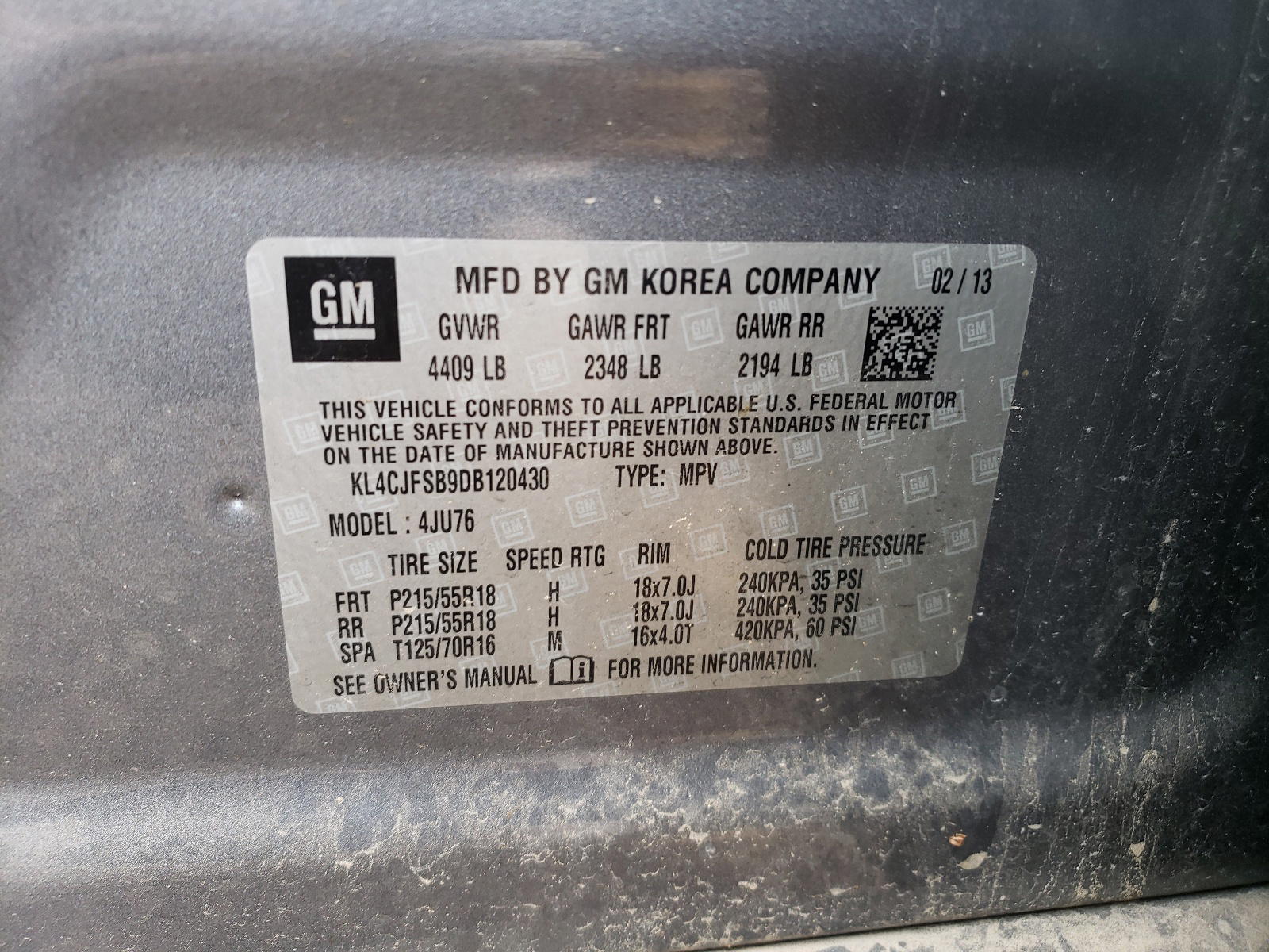 Photo 10 from auction – 2013 BUICK ENCORE CON with VIN KL4CJFSB9DB120430
