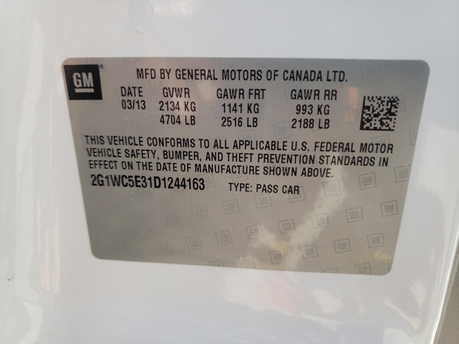 Photo 10 from auction – 2013 CHEVROLET IMPALA LTZ with VIN 2G1WC5E31D1244163